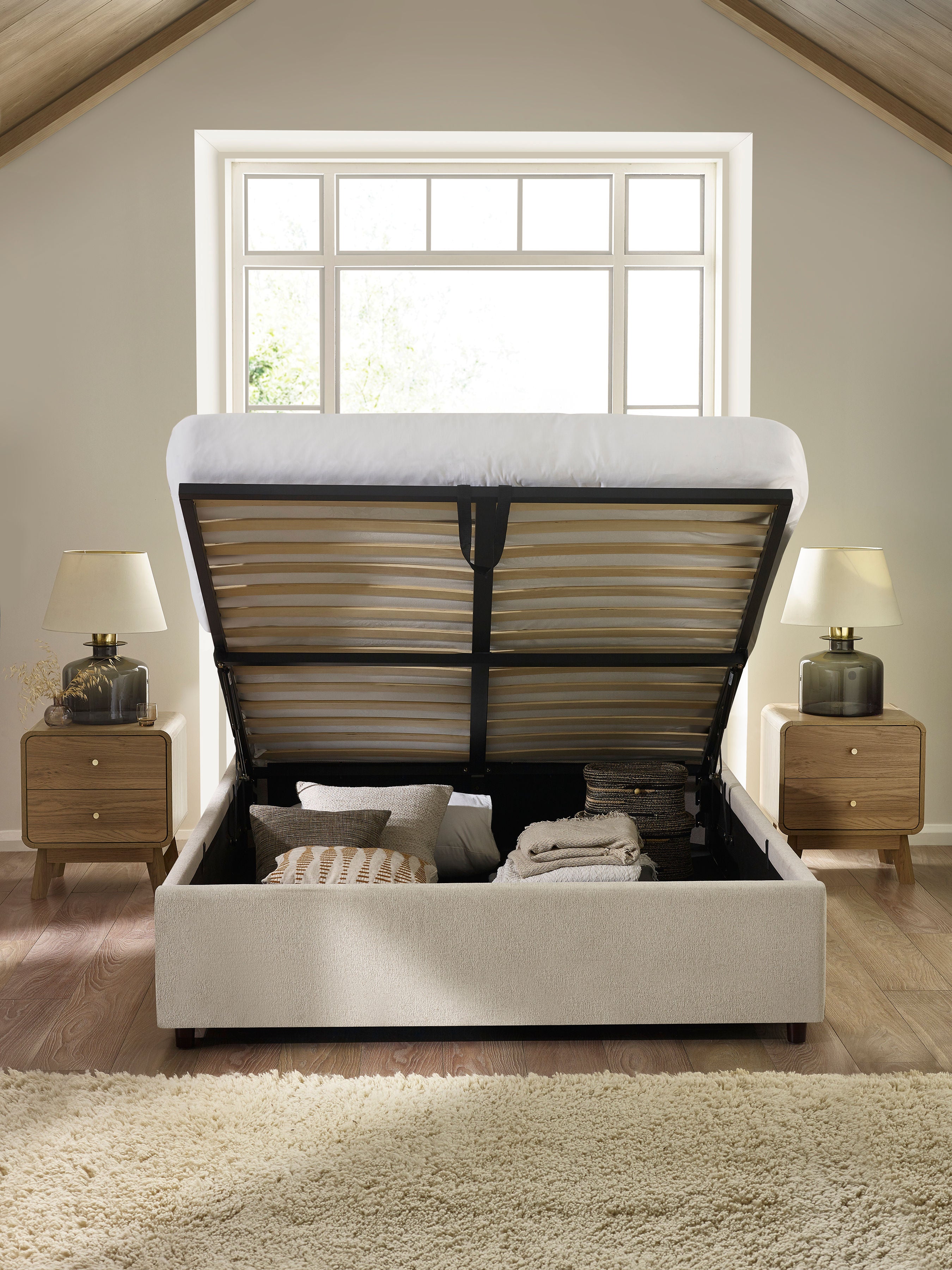 Harmony Beige Ottoman Storage King Bed