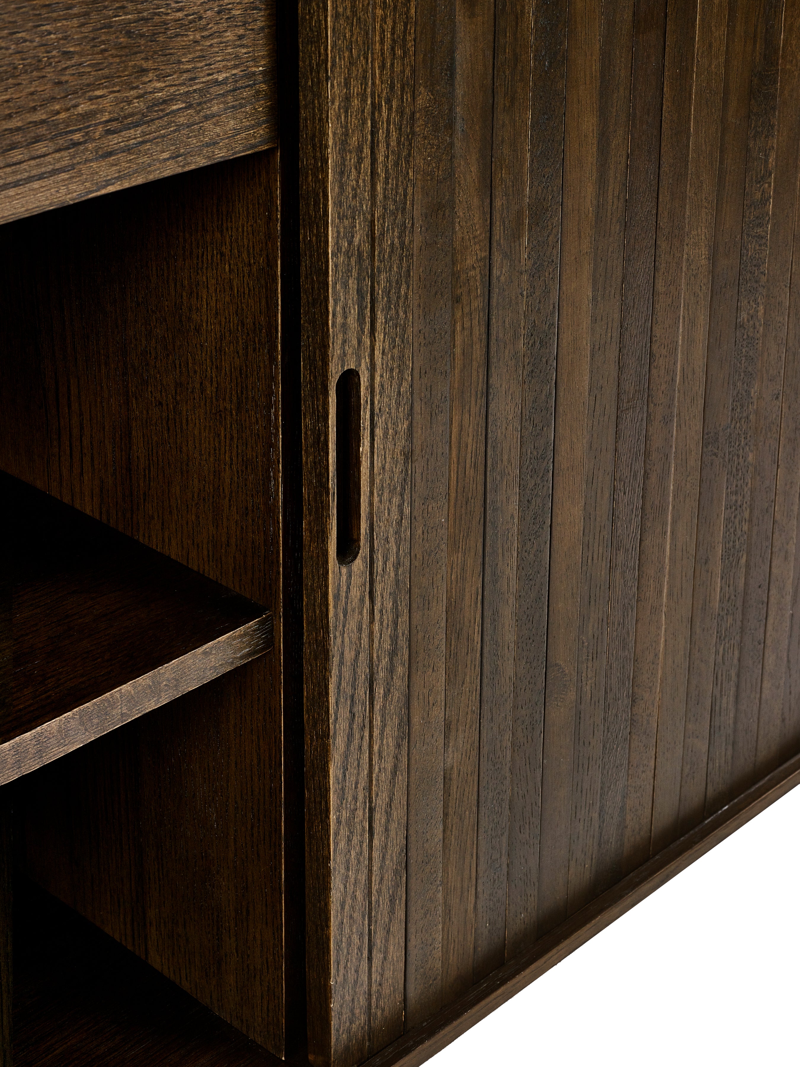 Pedra Dark Oak Wood Slatted Sideboard