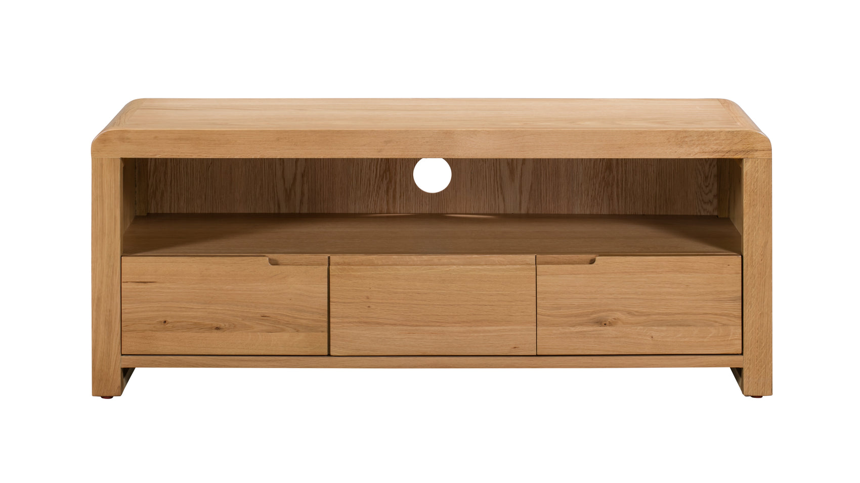 Curve Natural Oak Wood TV Unit