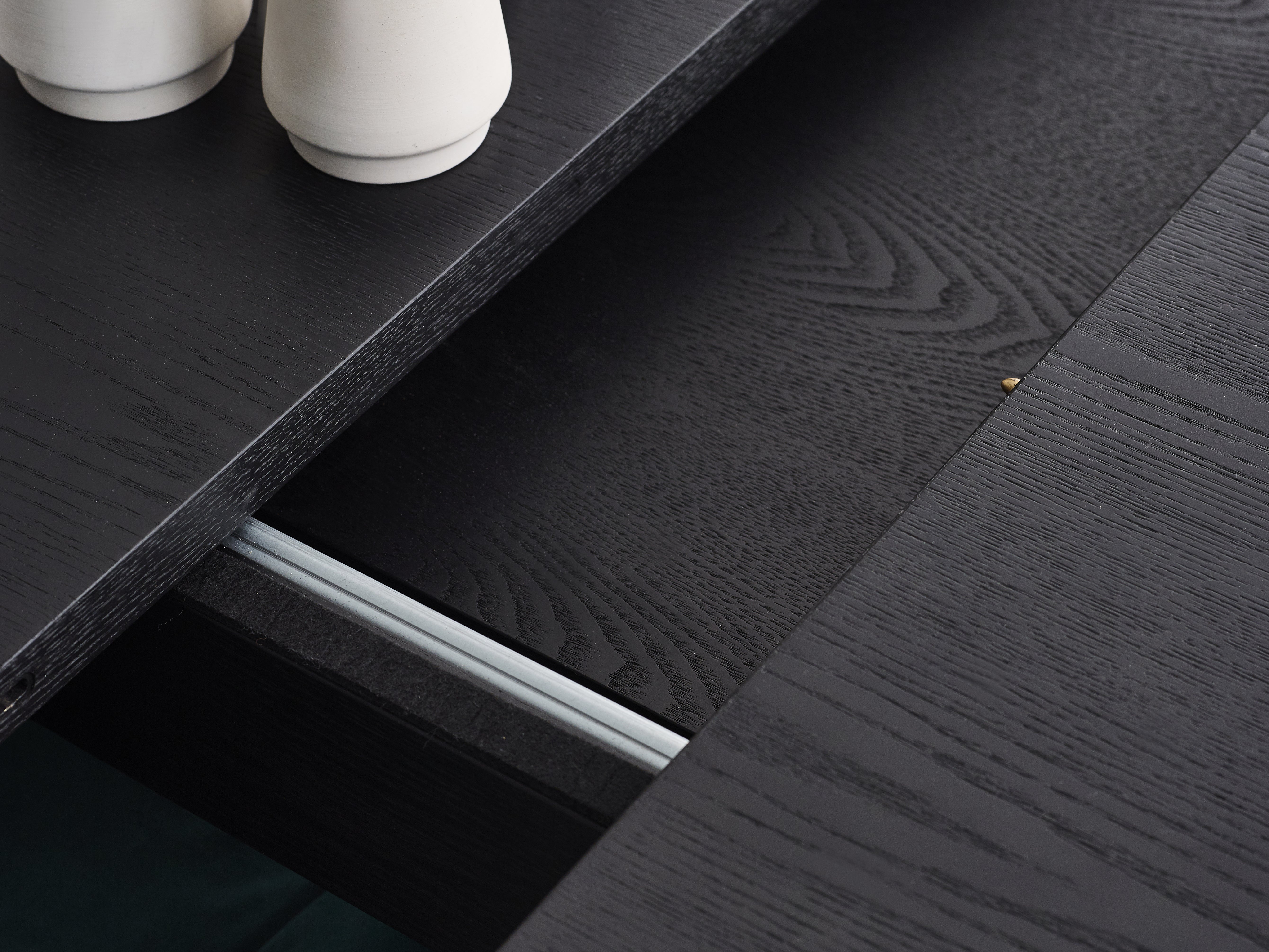Como Reeded Black Wood Extending Dining Table | 4-6 Seater