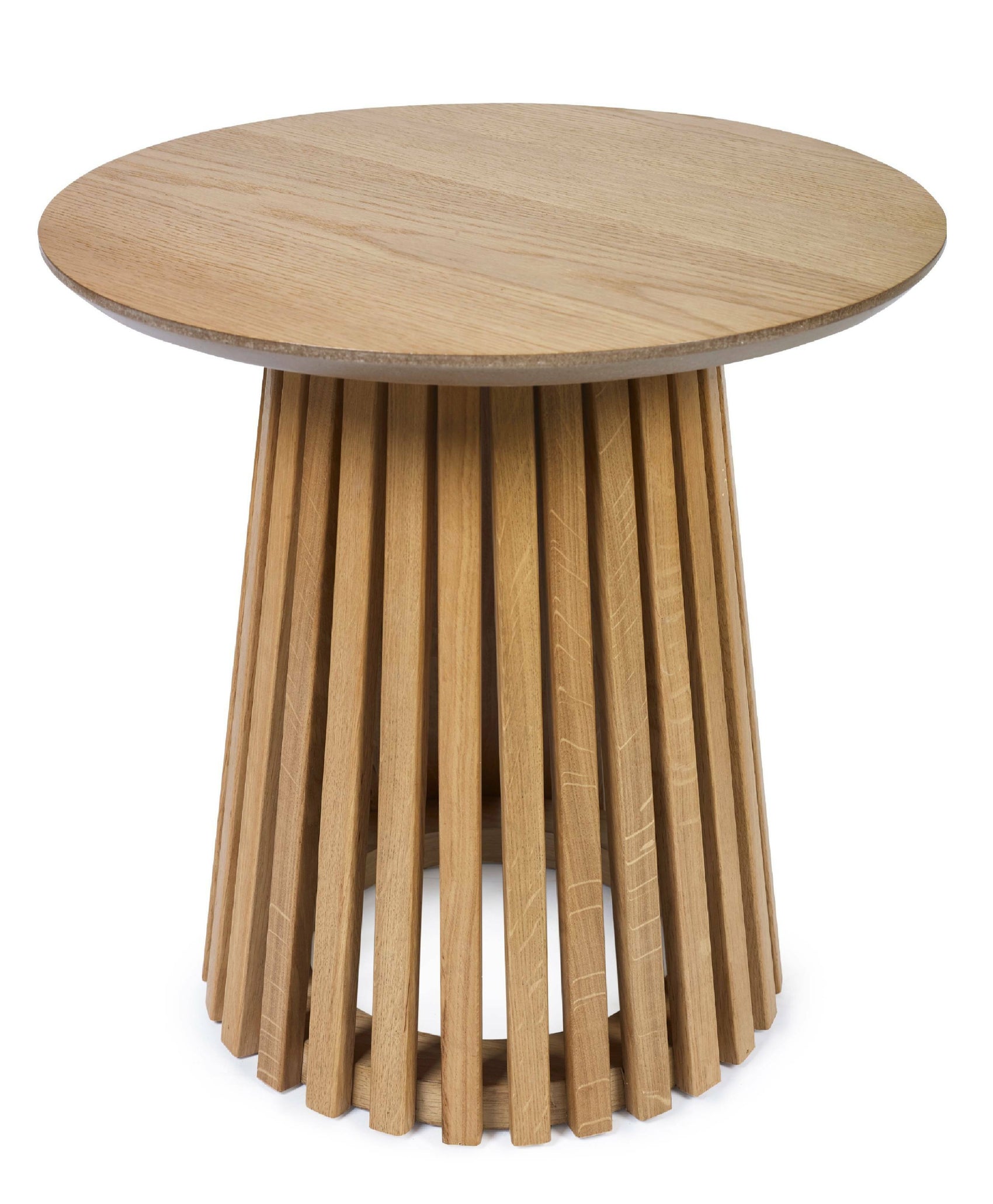 Cato Natural Oak Wood Slatted Side Table