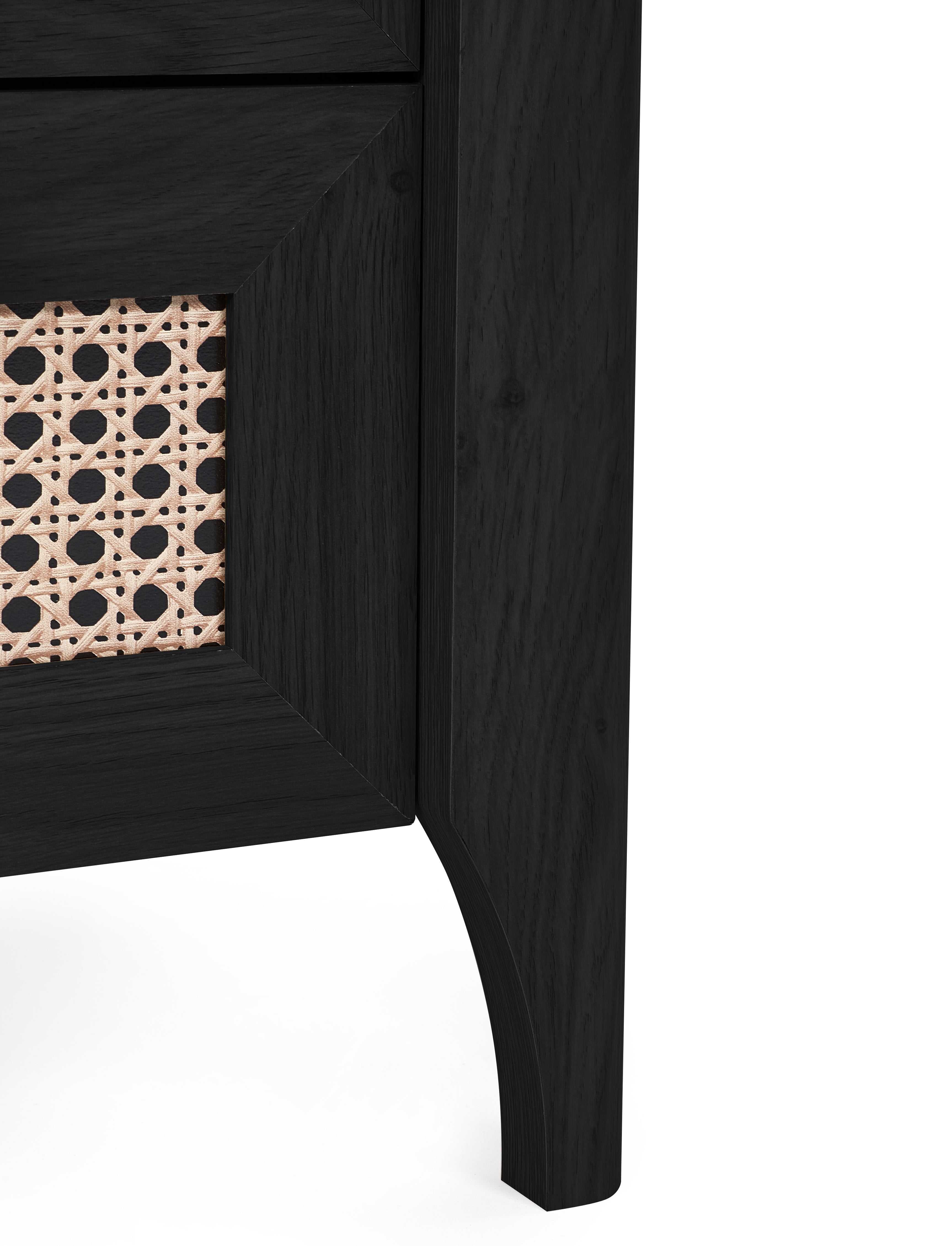 Asbury Wood Bedside Table | 2 Drawers - Black Ash