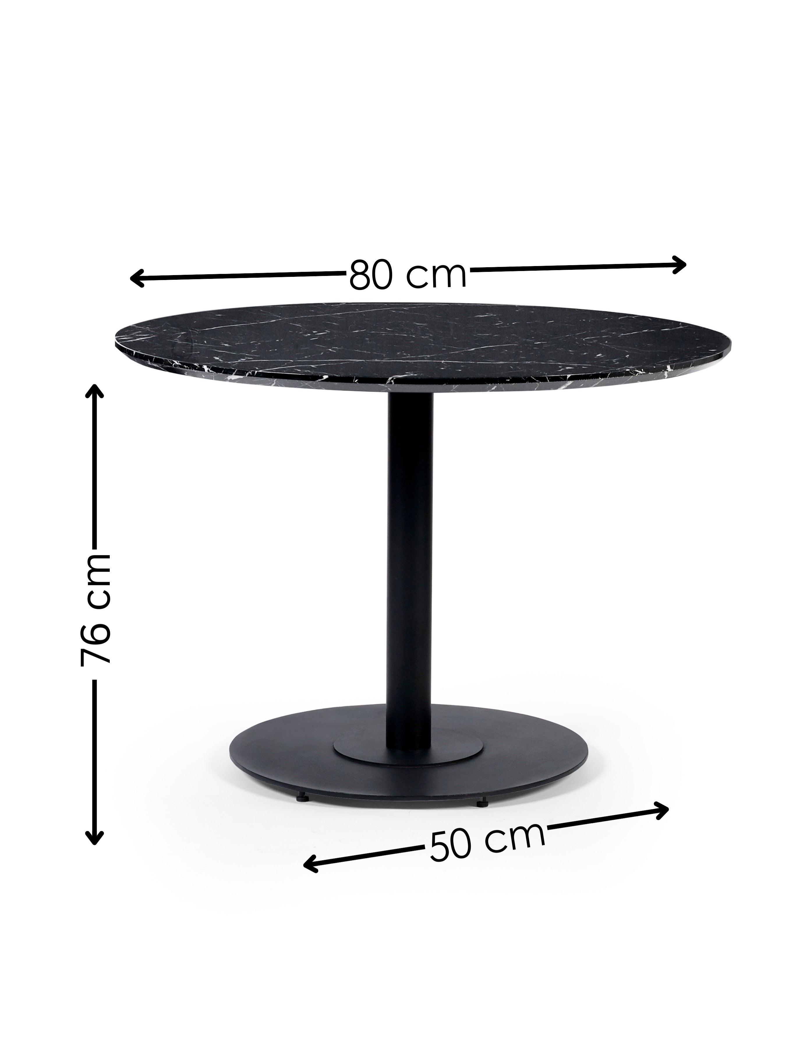 Romano Black Marble Effect Round Dining Table 80cm