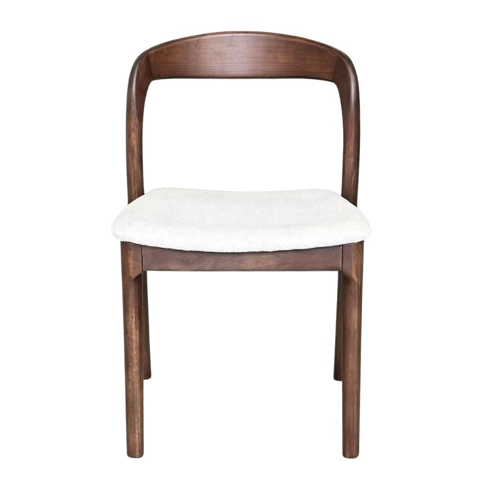 Oren Cream Boucle & Dark Brown Wood Dining Chair