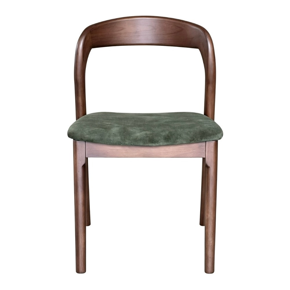 Oren Green Velvet & Dark Brown Wood Dining Chair