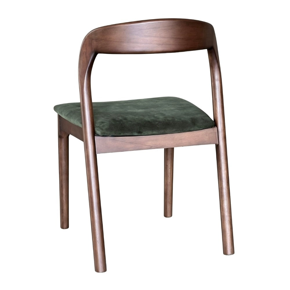 Oren Green Velvet & Dark Brown Wood Dining Chair