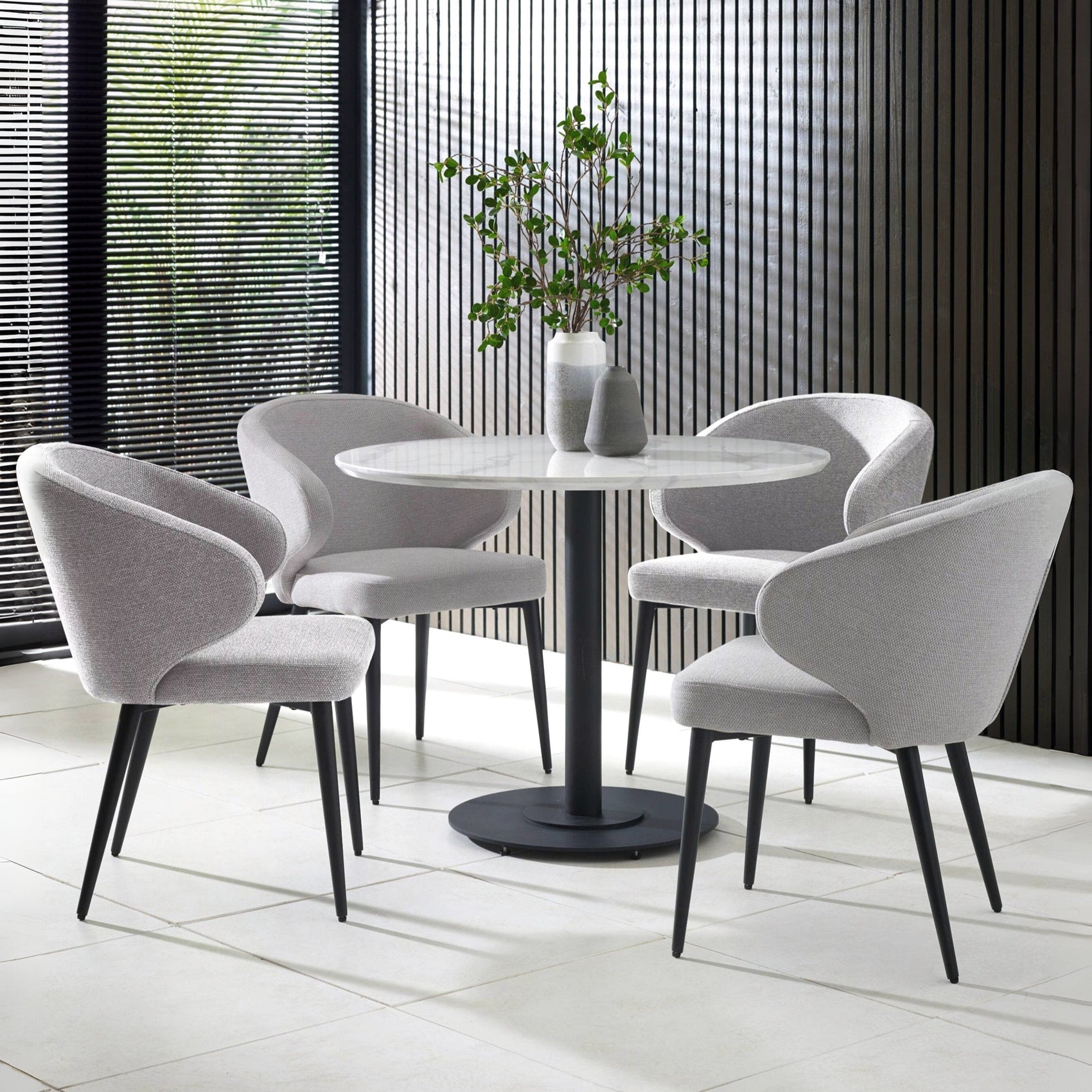 Romano White Marble Effect Round Dining Table 100cm