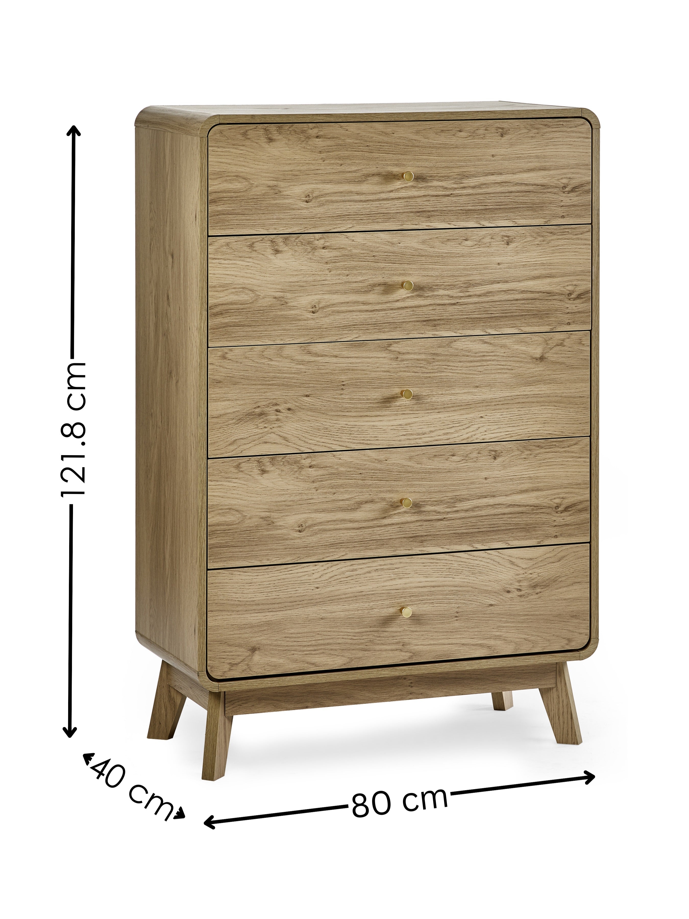 Boswell Oak Wood Chest of Drawers | 5 Drawers