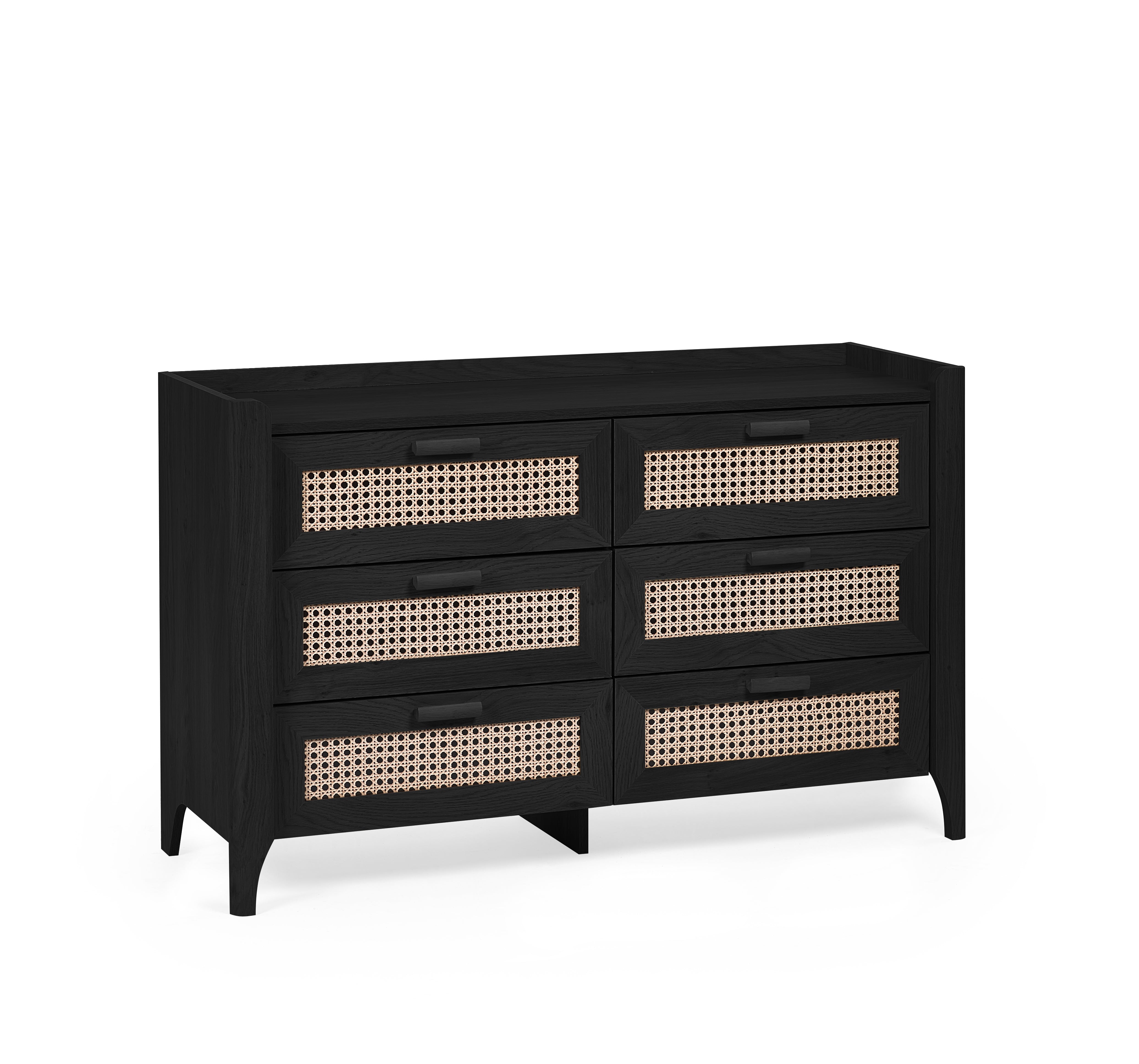 Asbury Wood Chest of Drawers | 6 Drawers - Black Ash