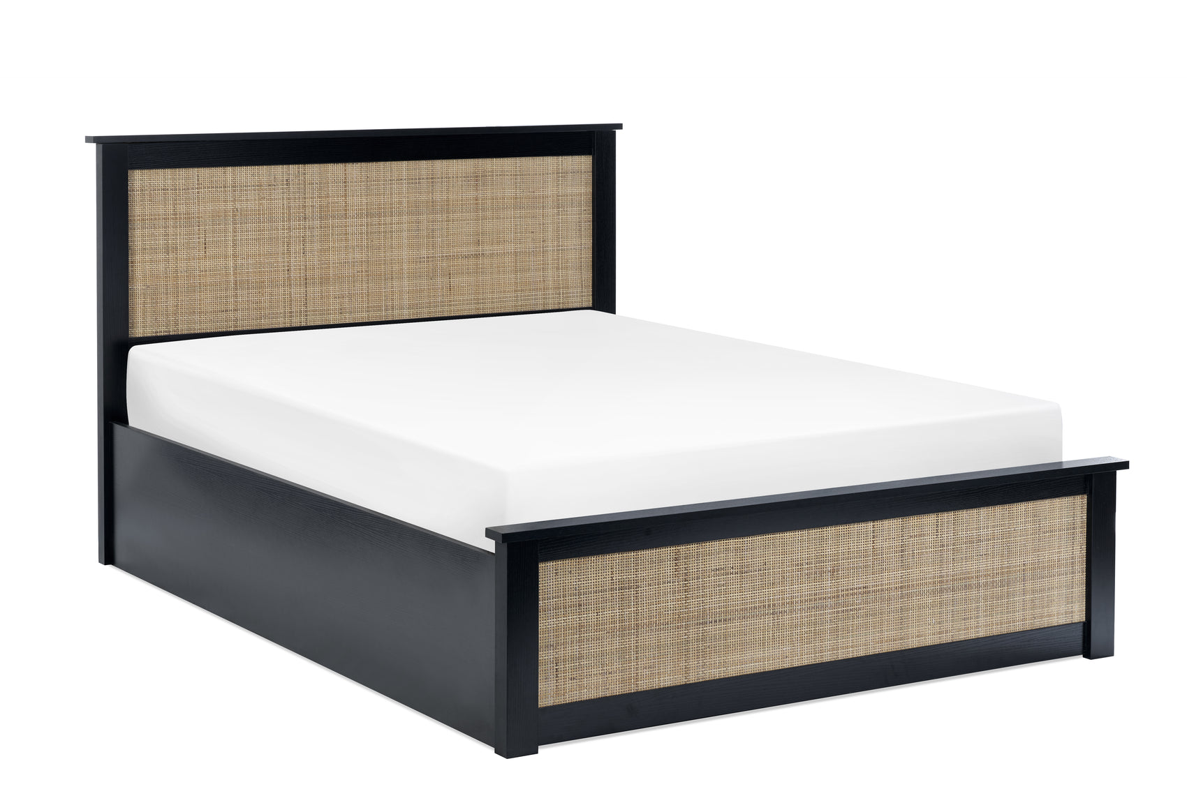 Clermont Black Oak Wood & Rattan Ottoman King Bed