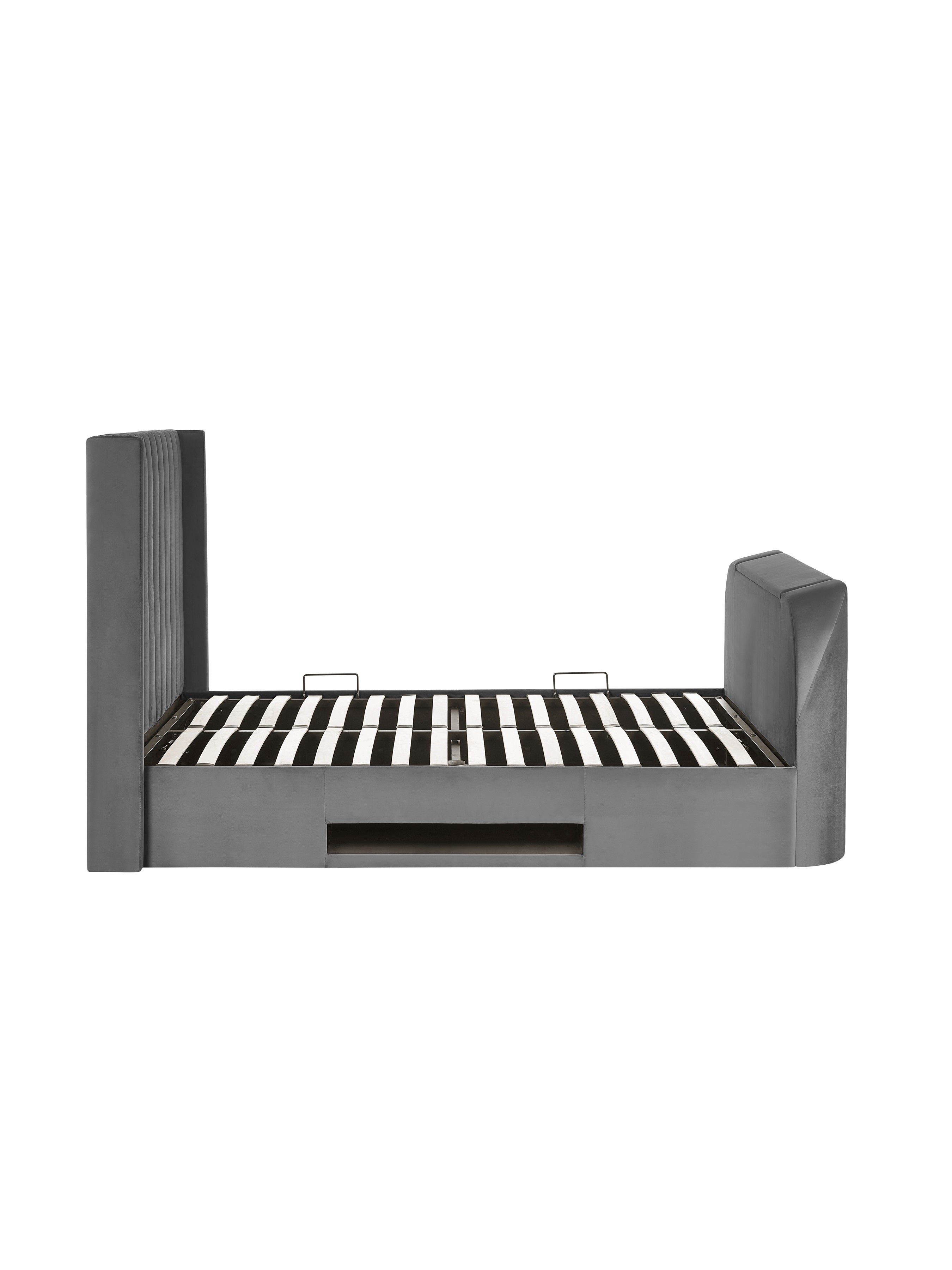 Alston Dark Grey Velvet Ottoman TV Bed King