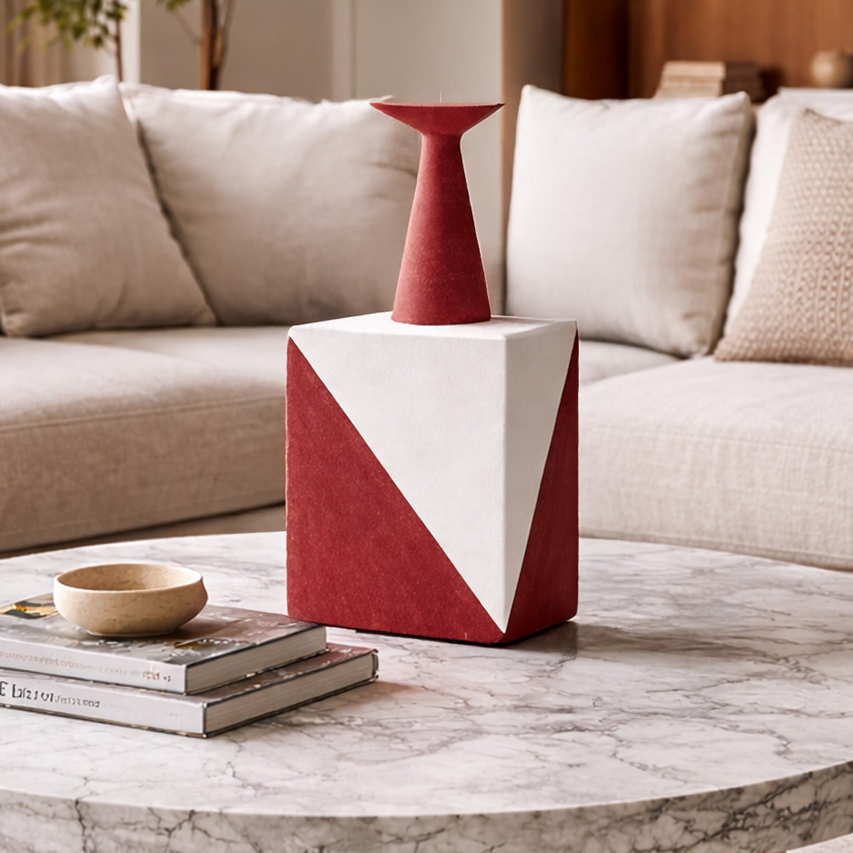 Pica Red & White Glazed Ceramic Vase I
