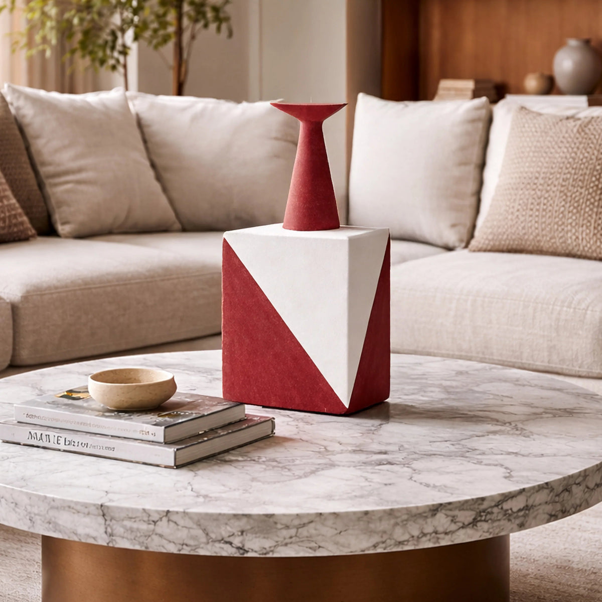 Pica I Red & White Glazed Ceramic Vase