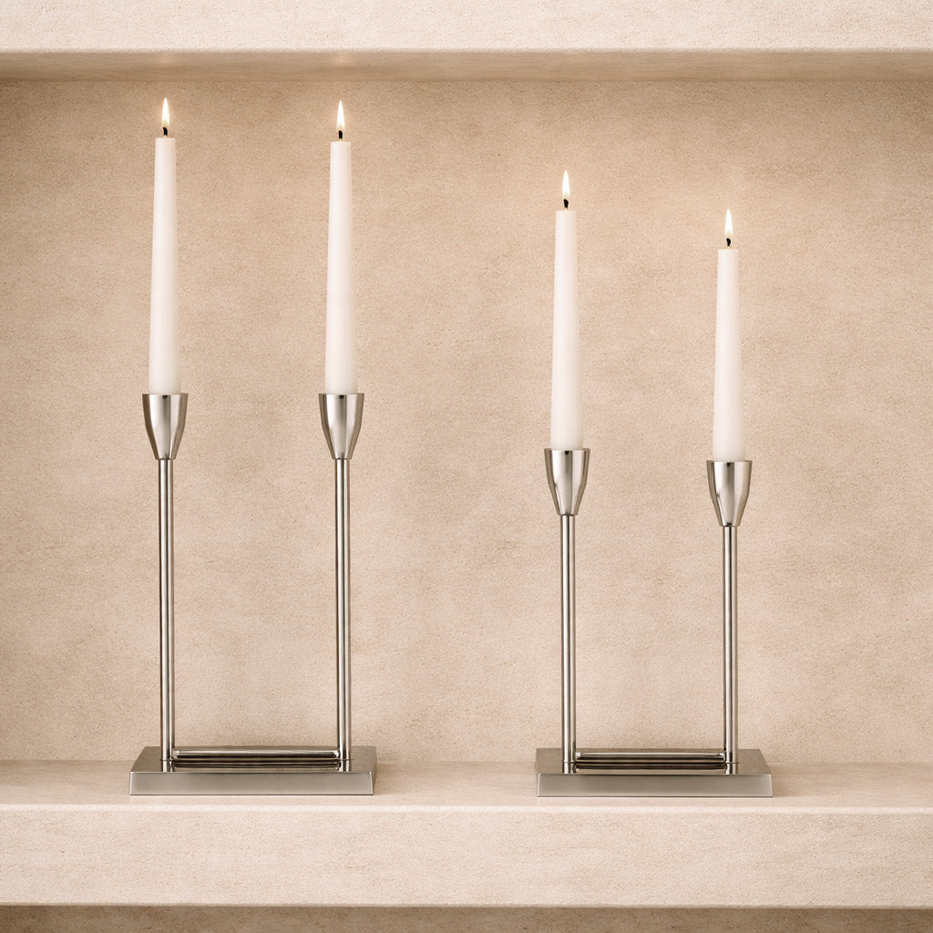 Set of 2 Pico Nickel Candle Holders