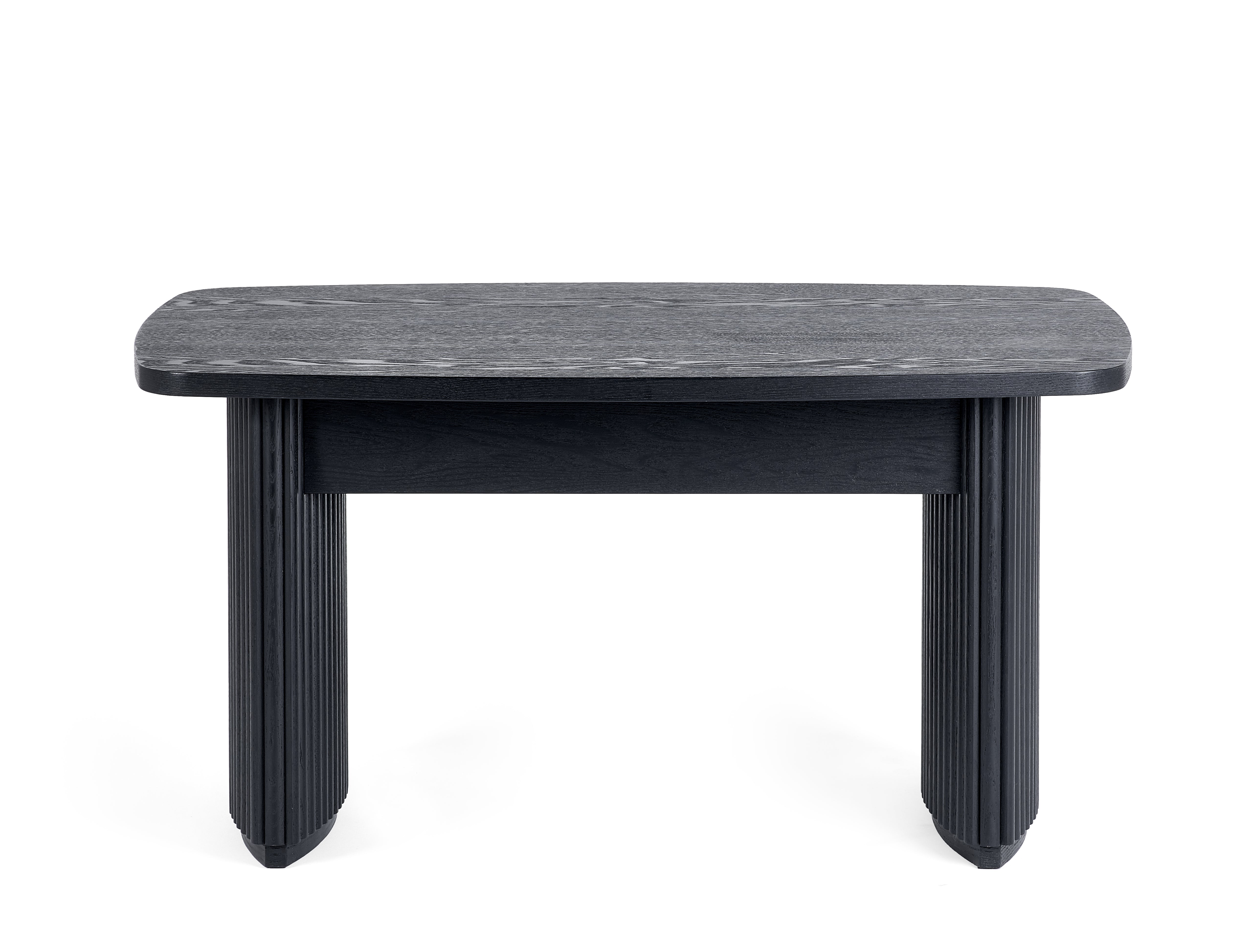 Como Reeded Black Wood Rectangle Coffee Table