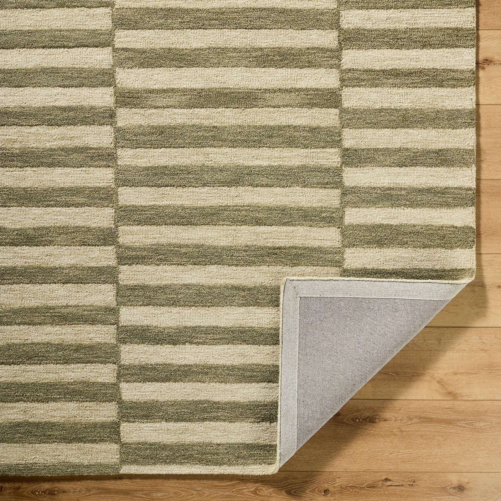 Idaho Modern Wool Green & Sage Rug 153x219cm - folded detail