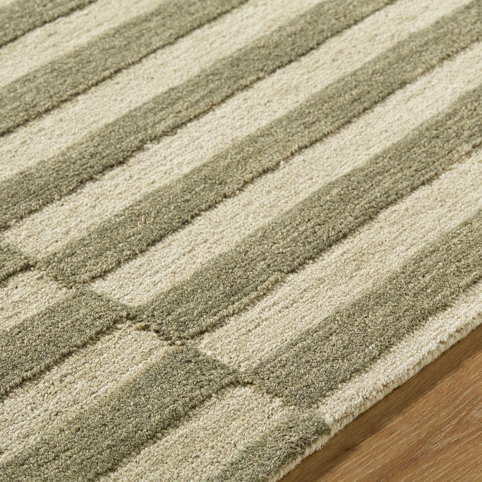 Idaho Modern Wool Green & Sage Rug 153x219cm - texture detail