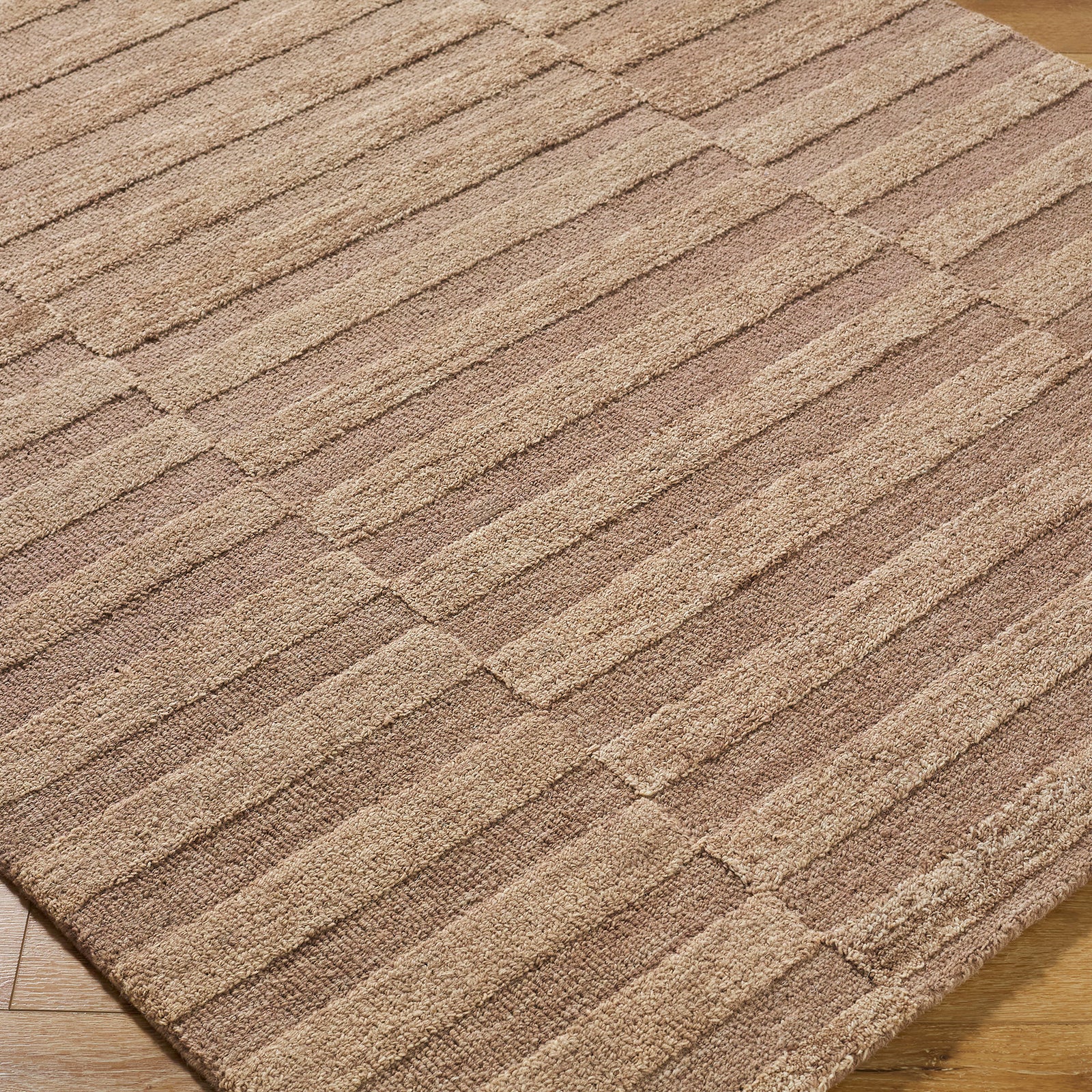 Idaho Modern Wool Beige & Taupe Rug 153x219cm - corner detail