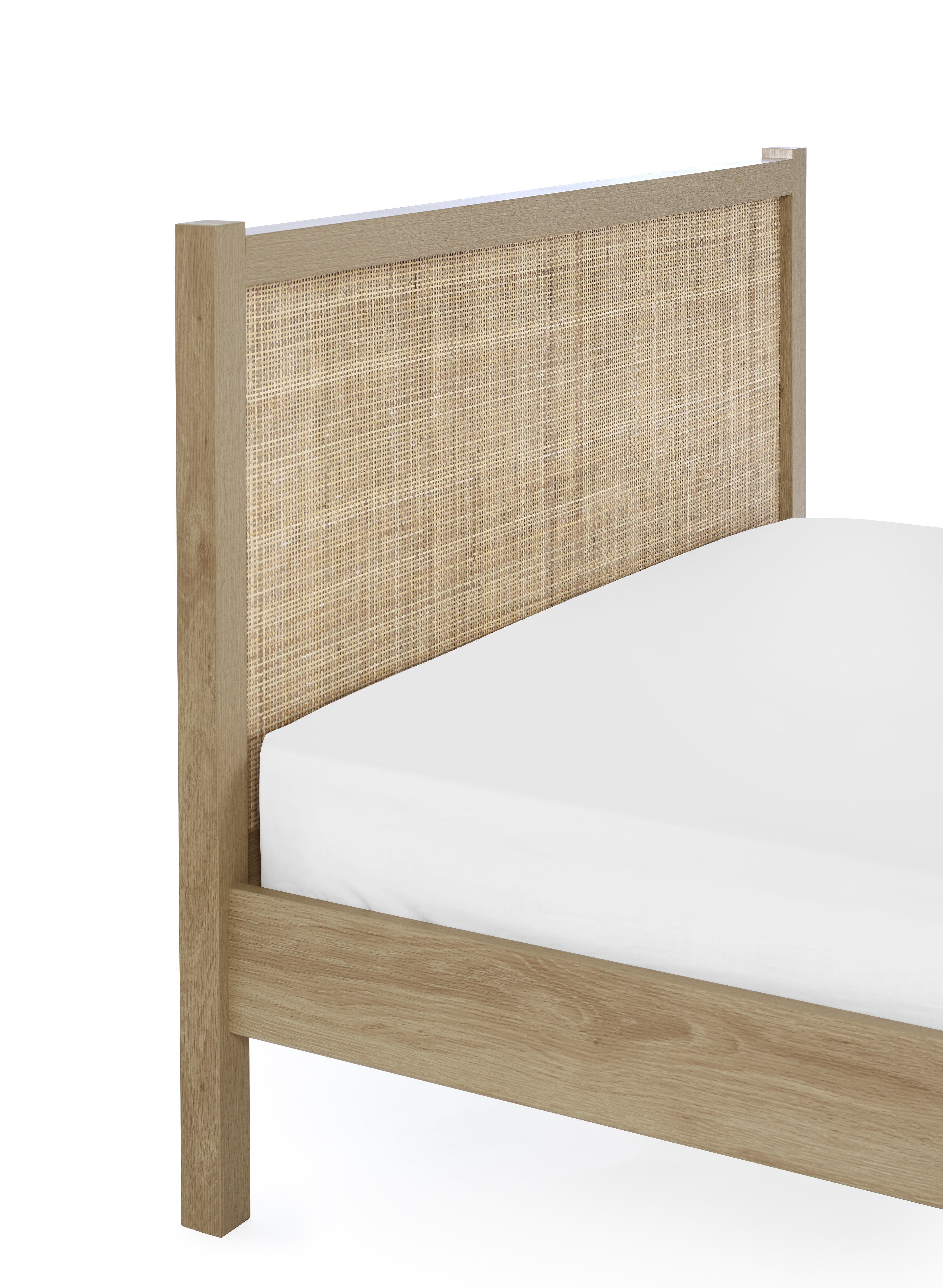 Clermont Oak Wood & Rattan Rattan King Bed