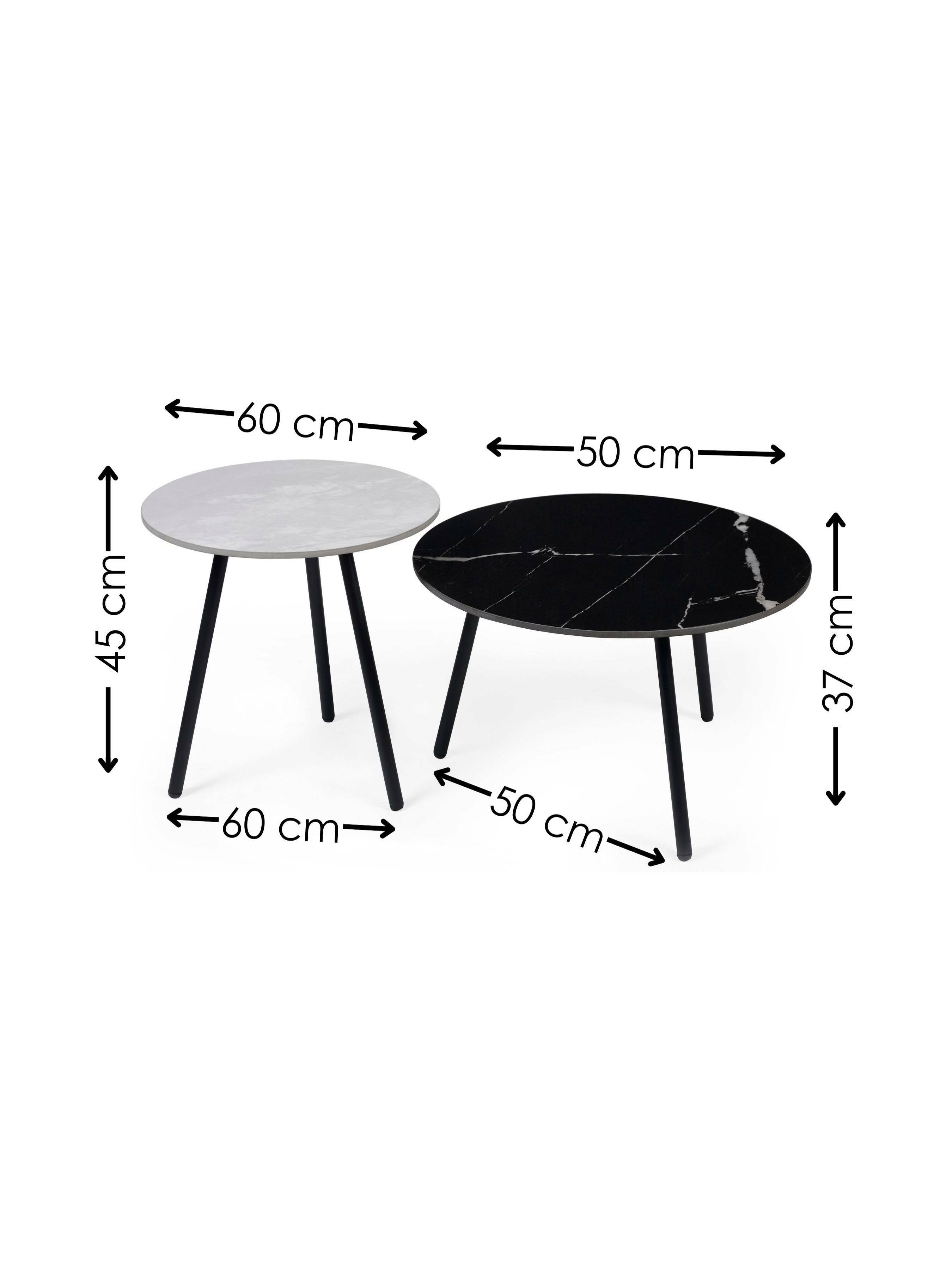 Set of 2 Mirano Grey & Black Stone Side Tables