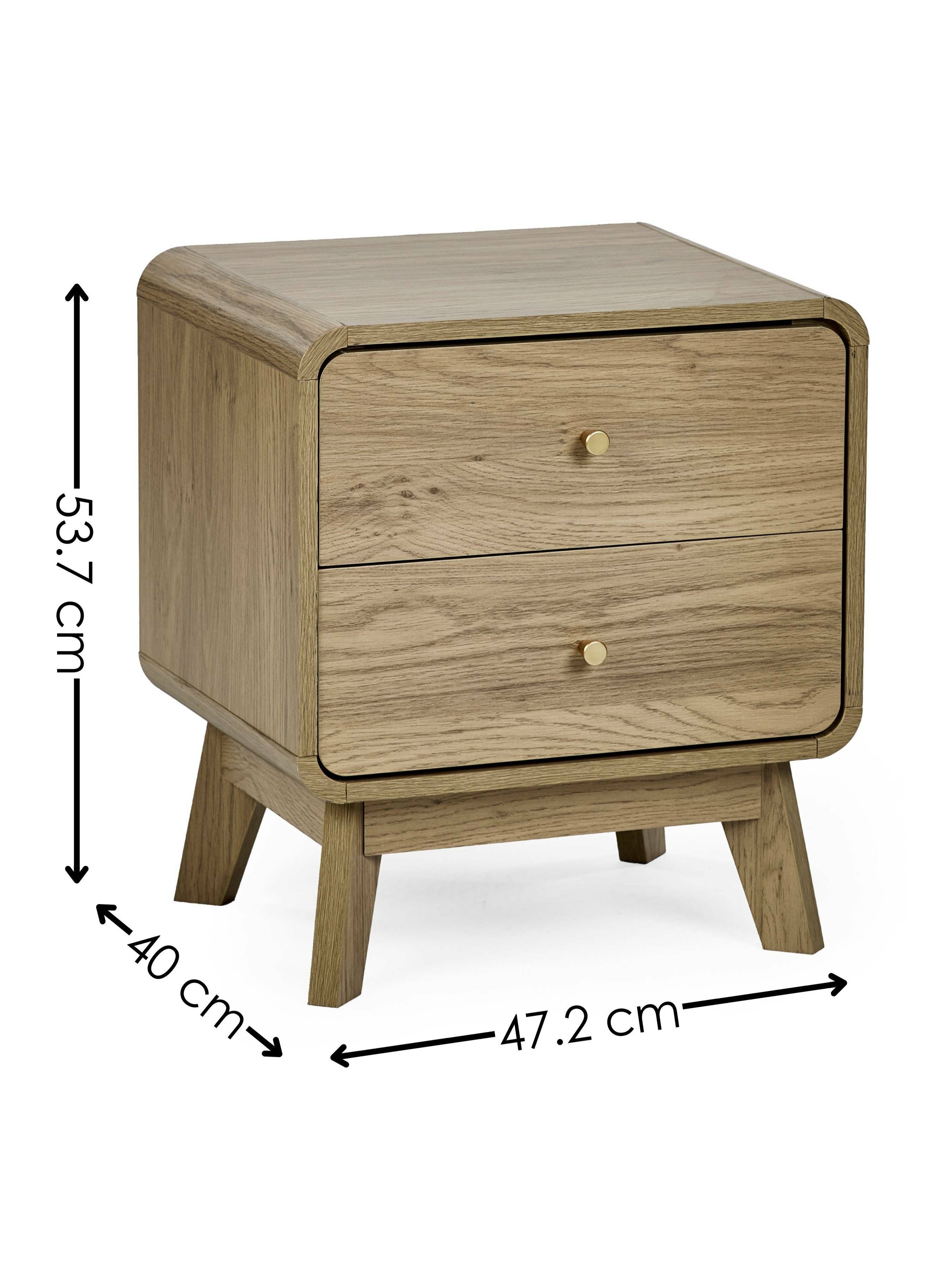 Boswell Oak Wood Bedside Table | 2 Drawers