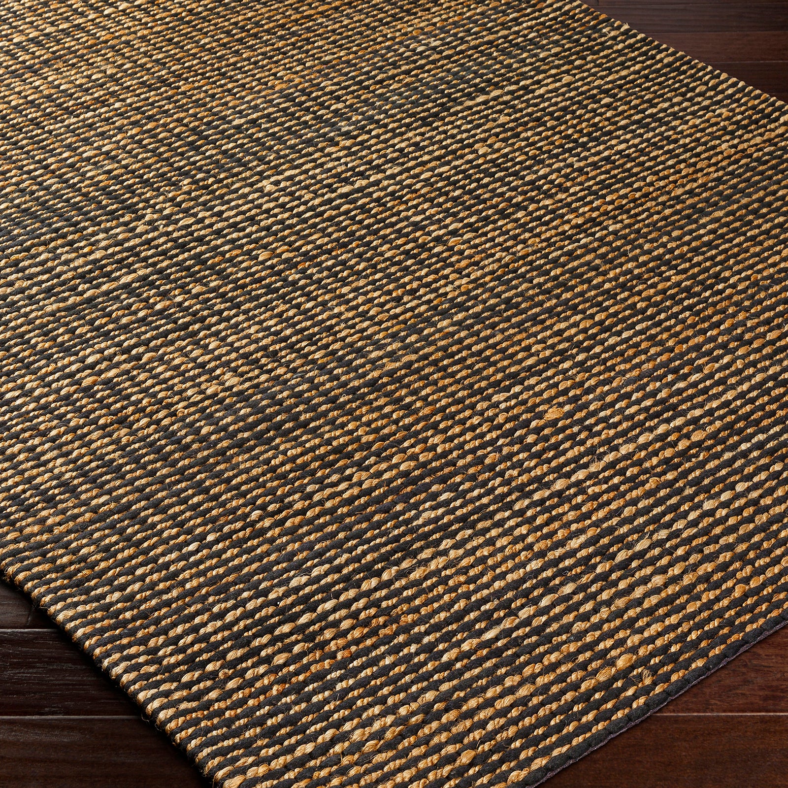 Priya Modern Jute Wool Modern Brown & Black Rug 183x275cm - corner detail