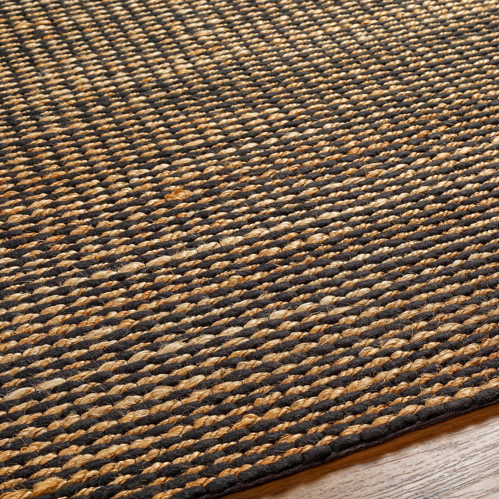 Priya Modern Jute Wool Modern Brown & Black Rug 153x219cm - texture detail