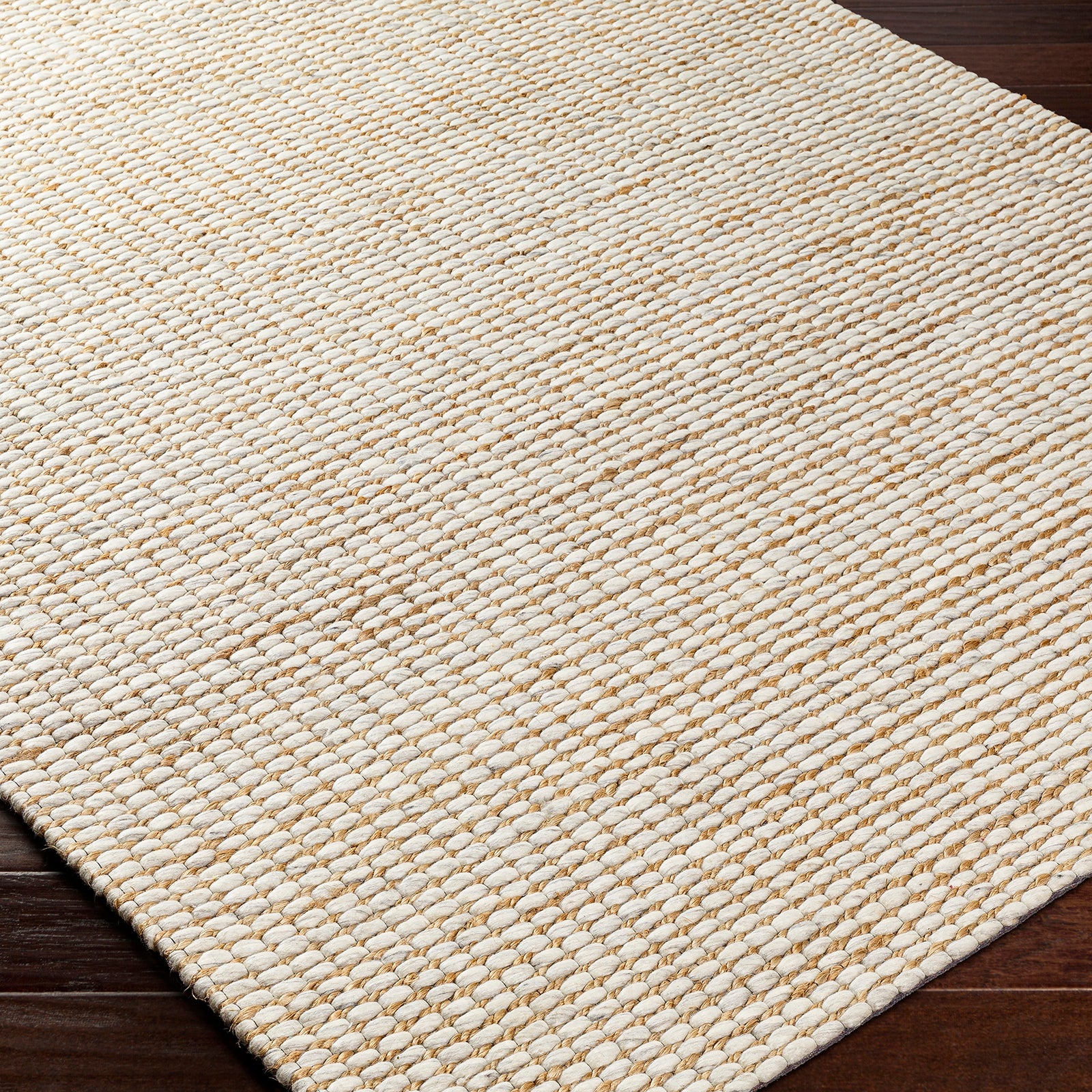 Priya Modern Jute Wool Modern Beige & Off White Rug 153x219cm - corner detail