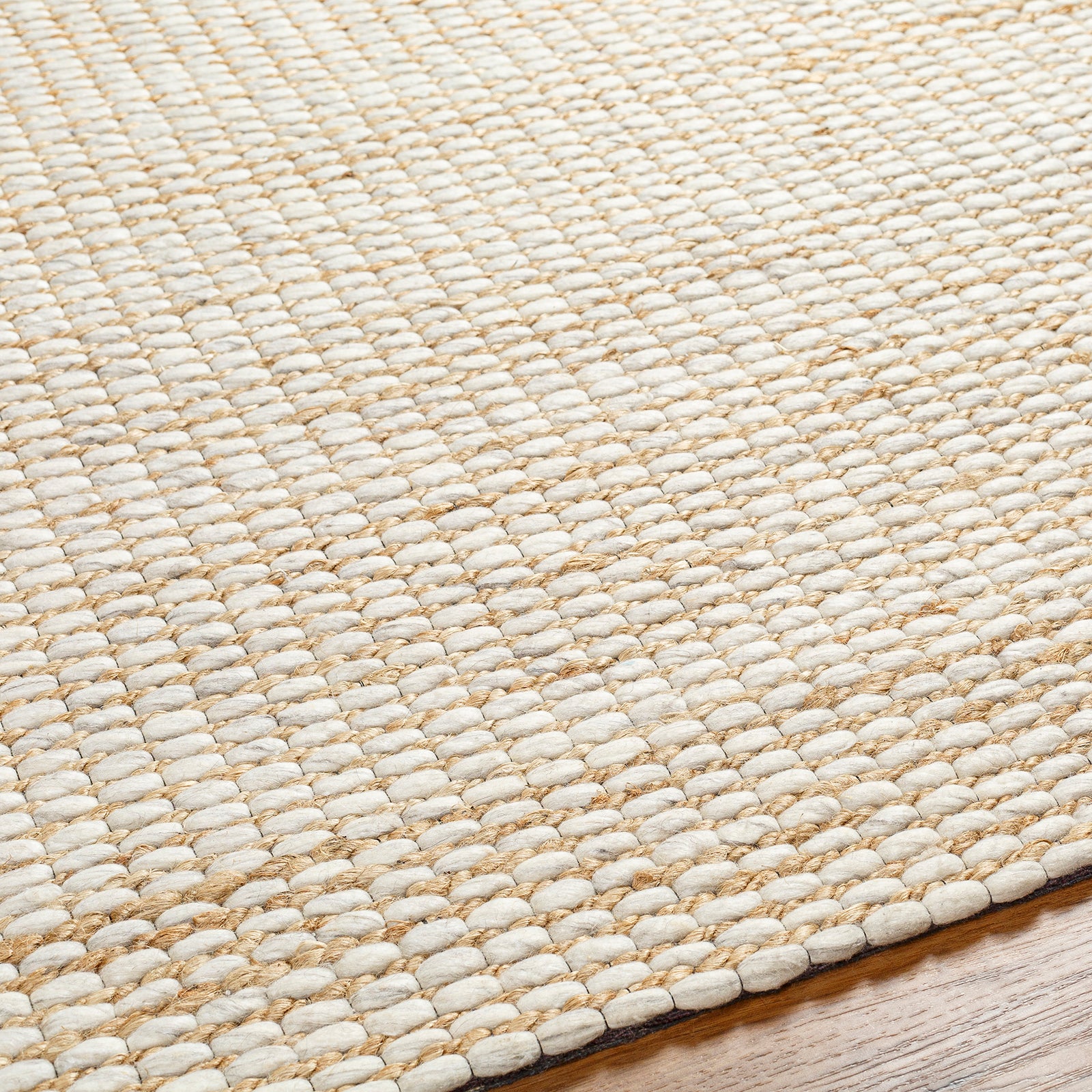 Priya Modern Jute Wool Modern Beige & Off White Rug 153x219cm - texture detail
