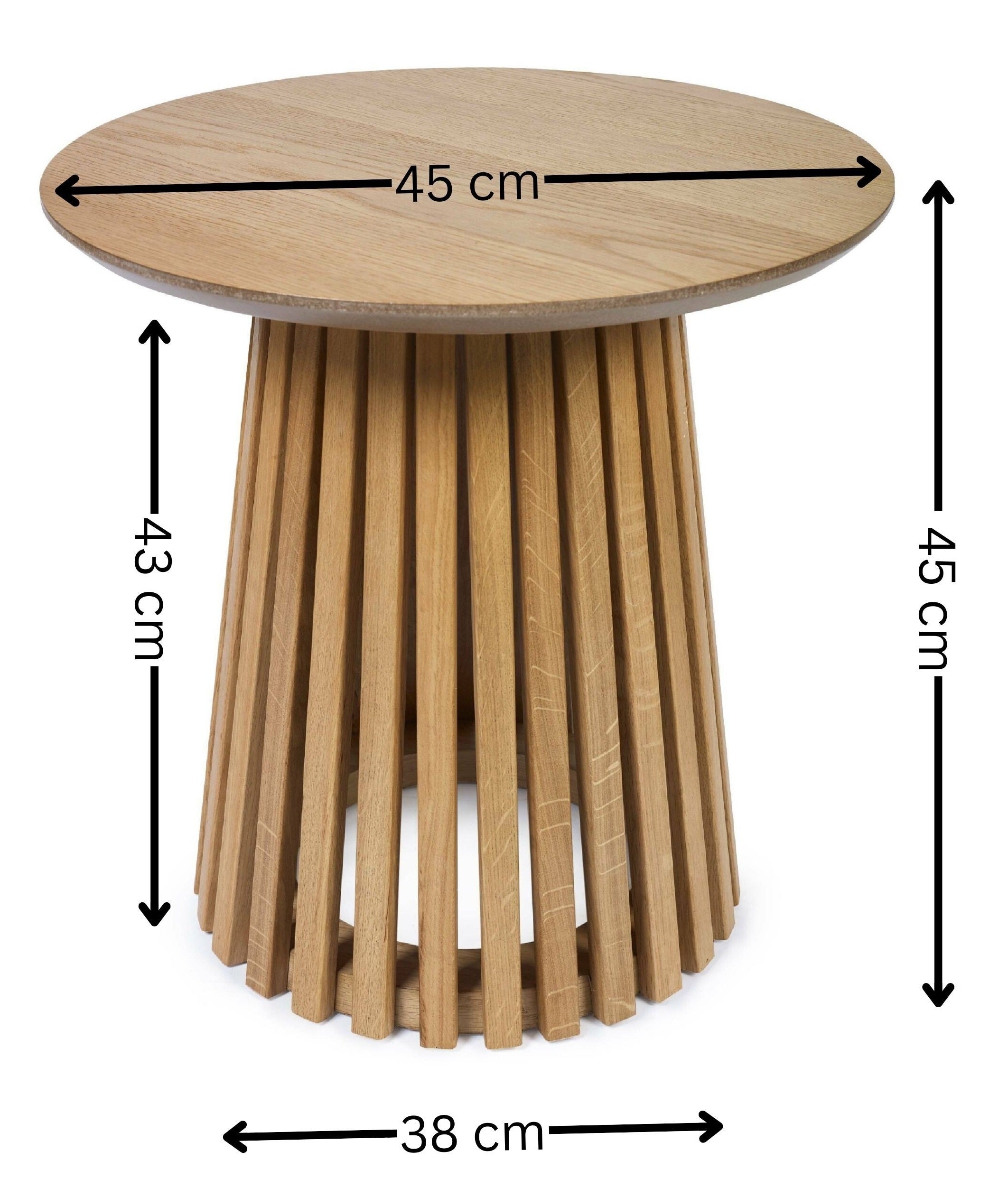 Cato Natural Oak Wood Slatted Side Table