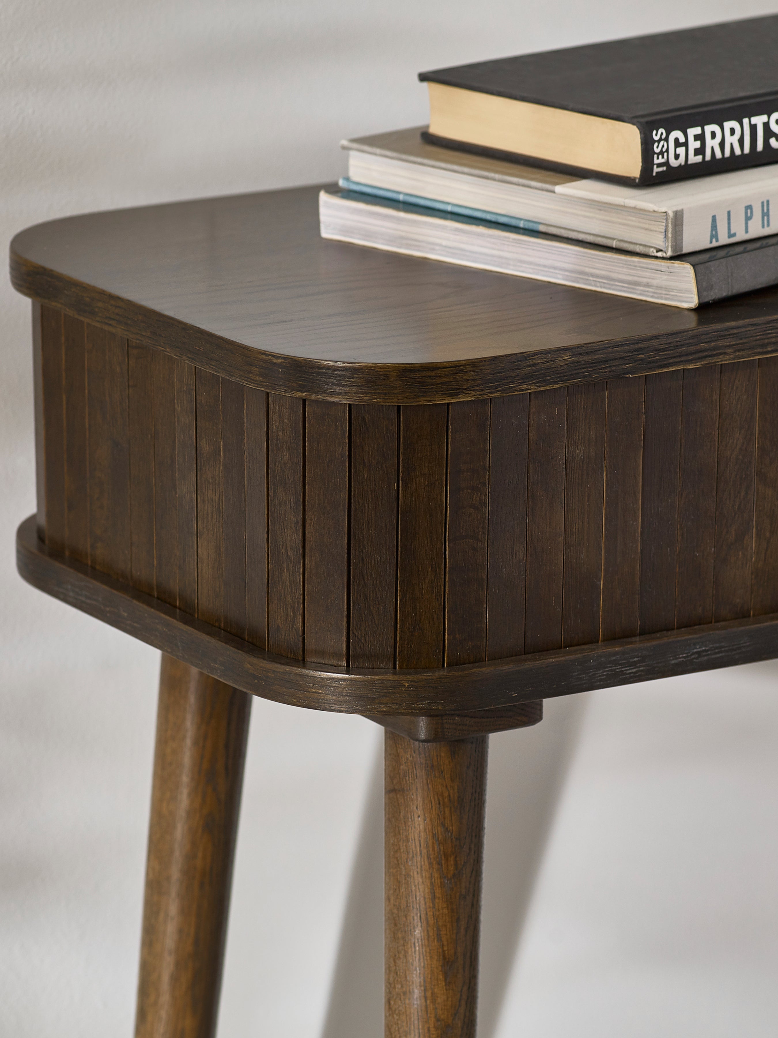 Pedra Dark Oak Wood Slatted Console Table