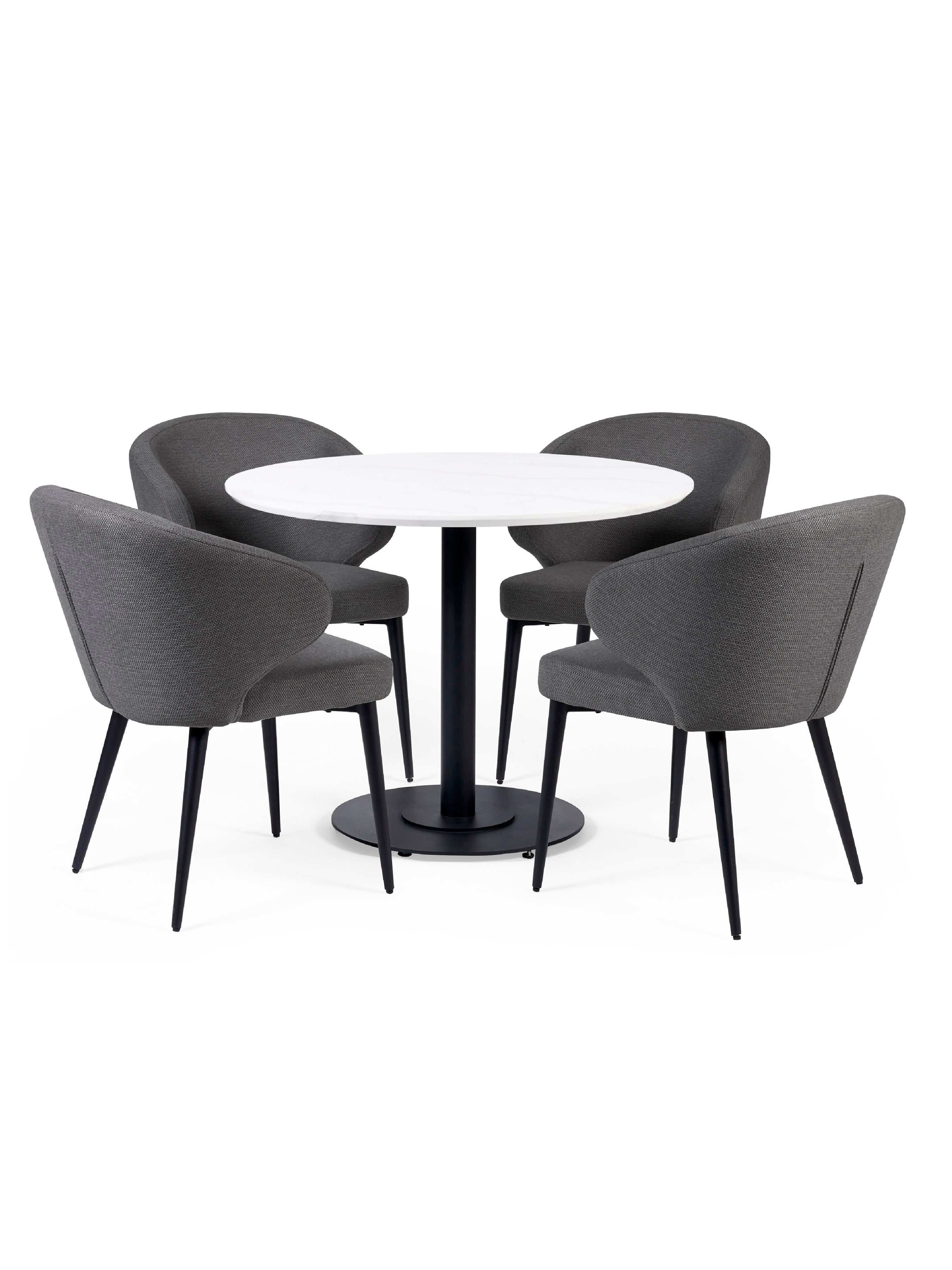 Set of 2 Anders Mid Grey Curved Dining Chairs