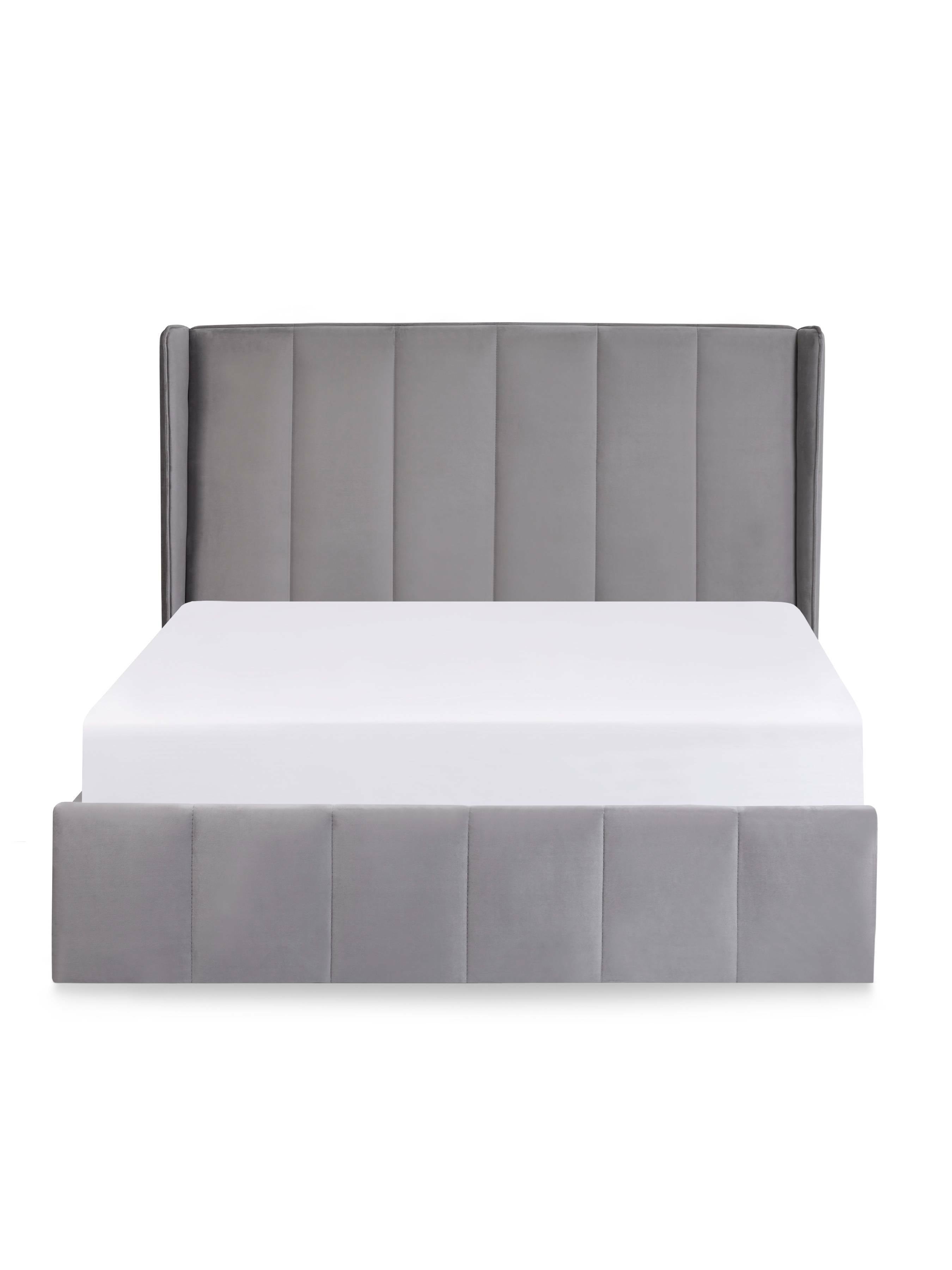 Orwell Grey Velvet Ottoman Storage Double Bed