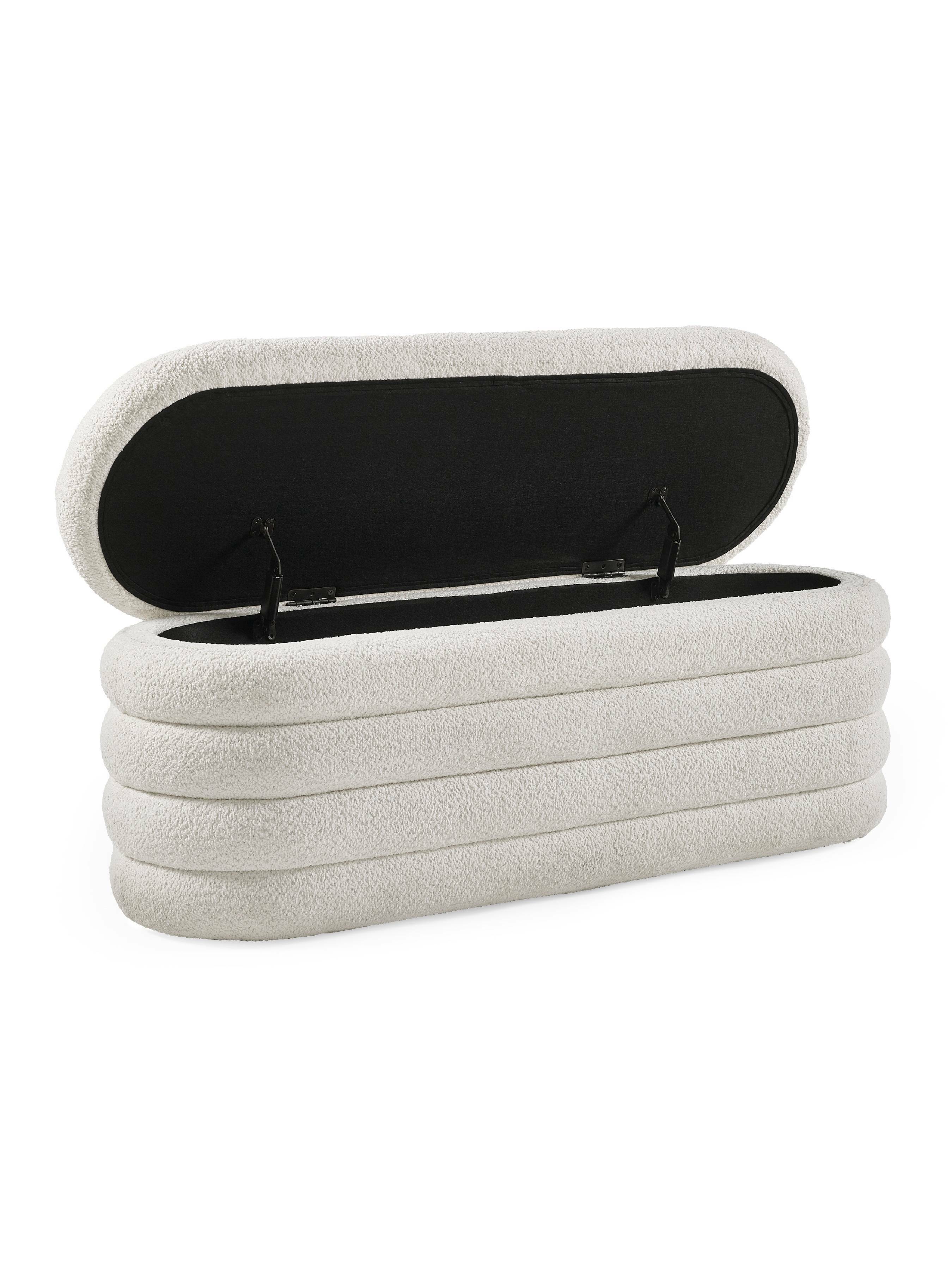 Alana Ivory Boucle Ottoman Storage Bench