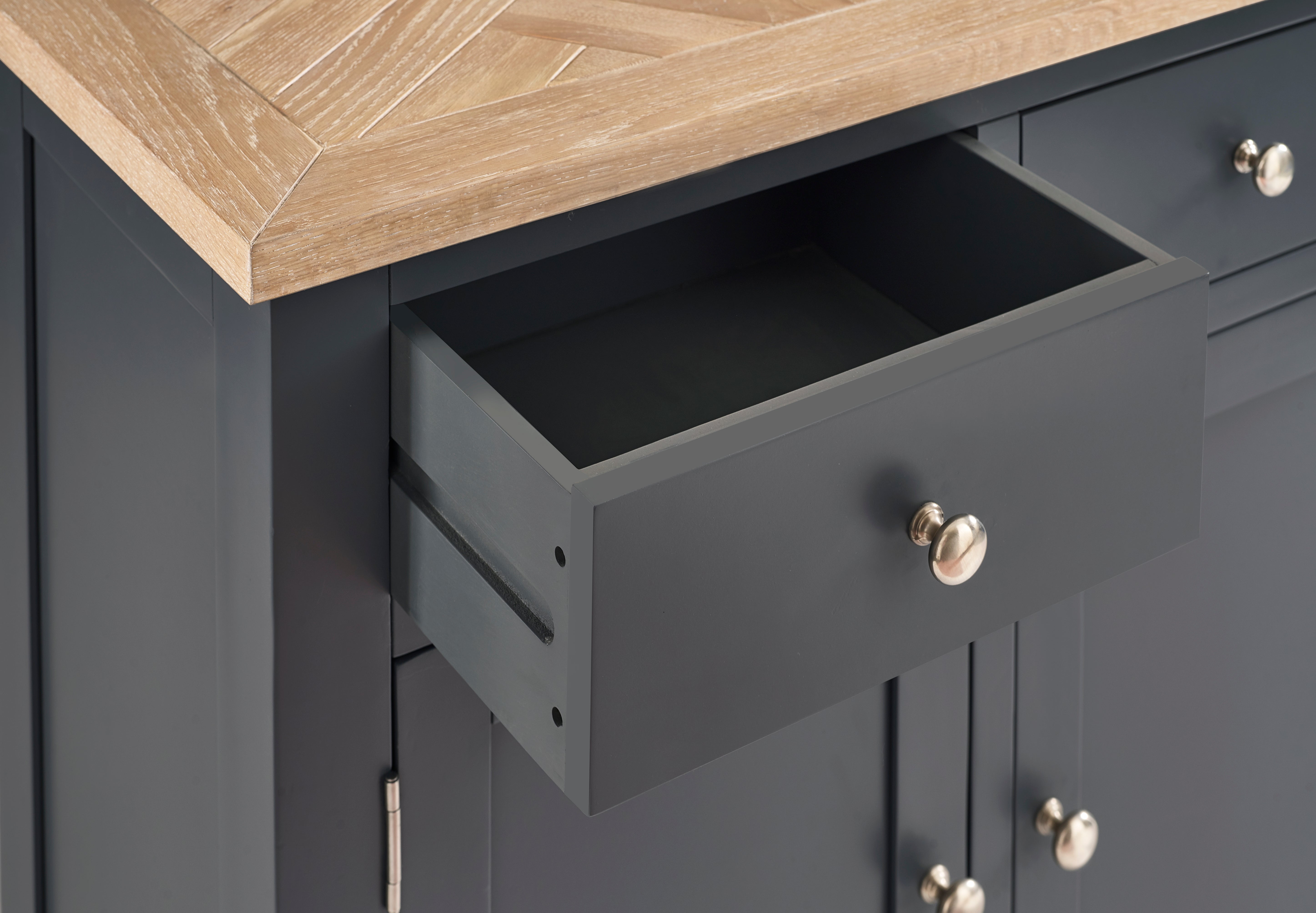 Sanderson Solid Oak Wood Dark Grey Sideboard