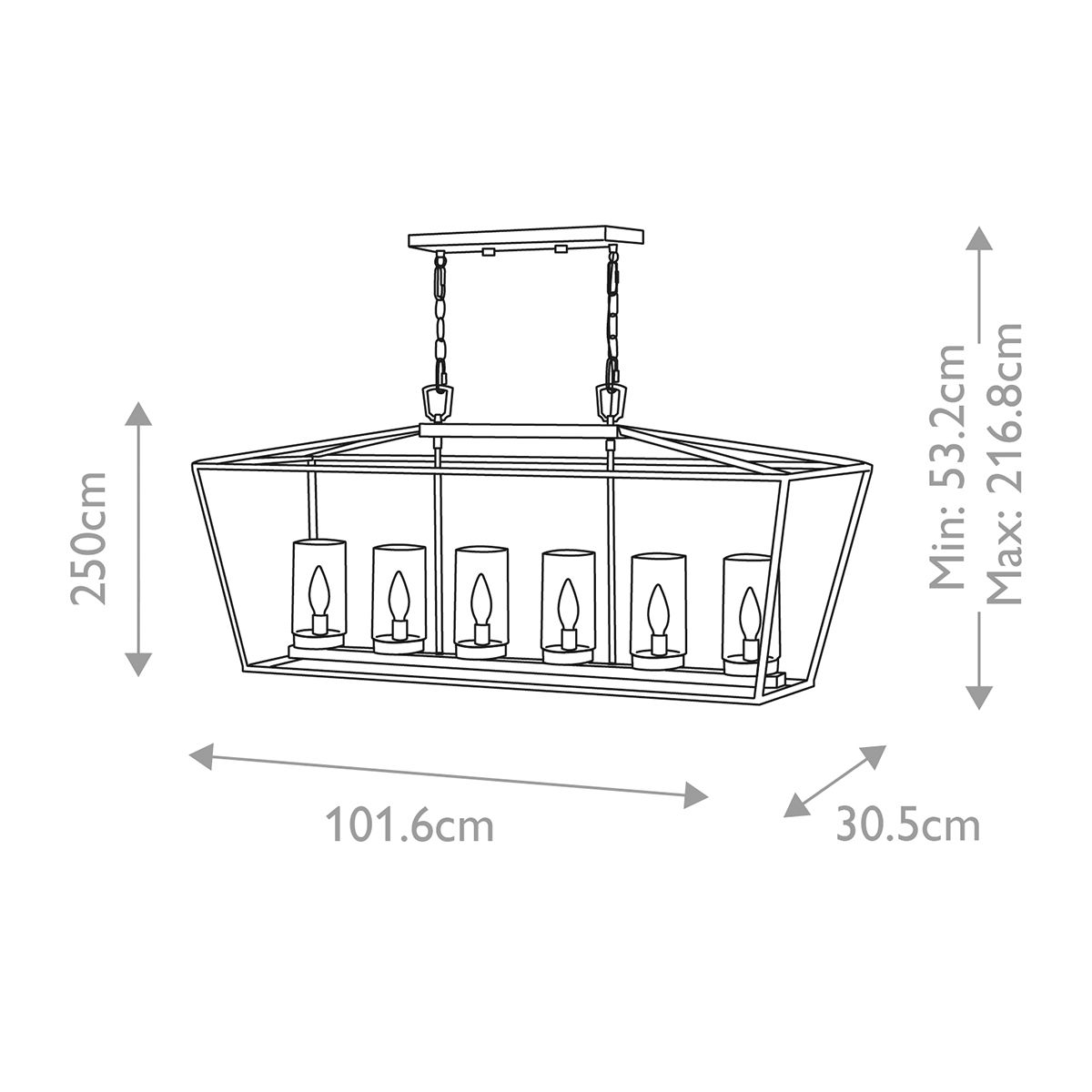 Quintiesse - Alford Place 6 Light Outdoor Linear Pendant Light - Black