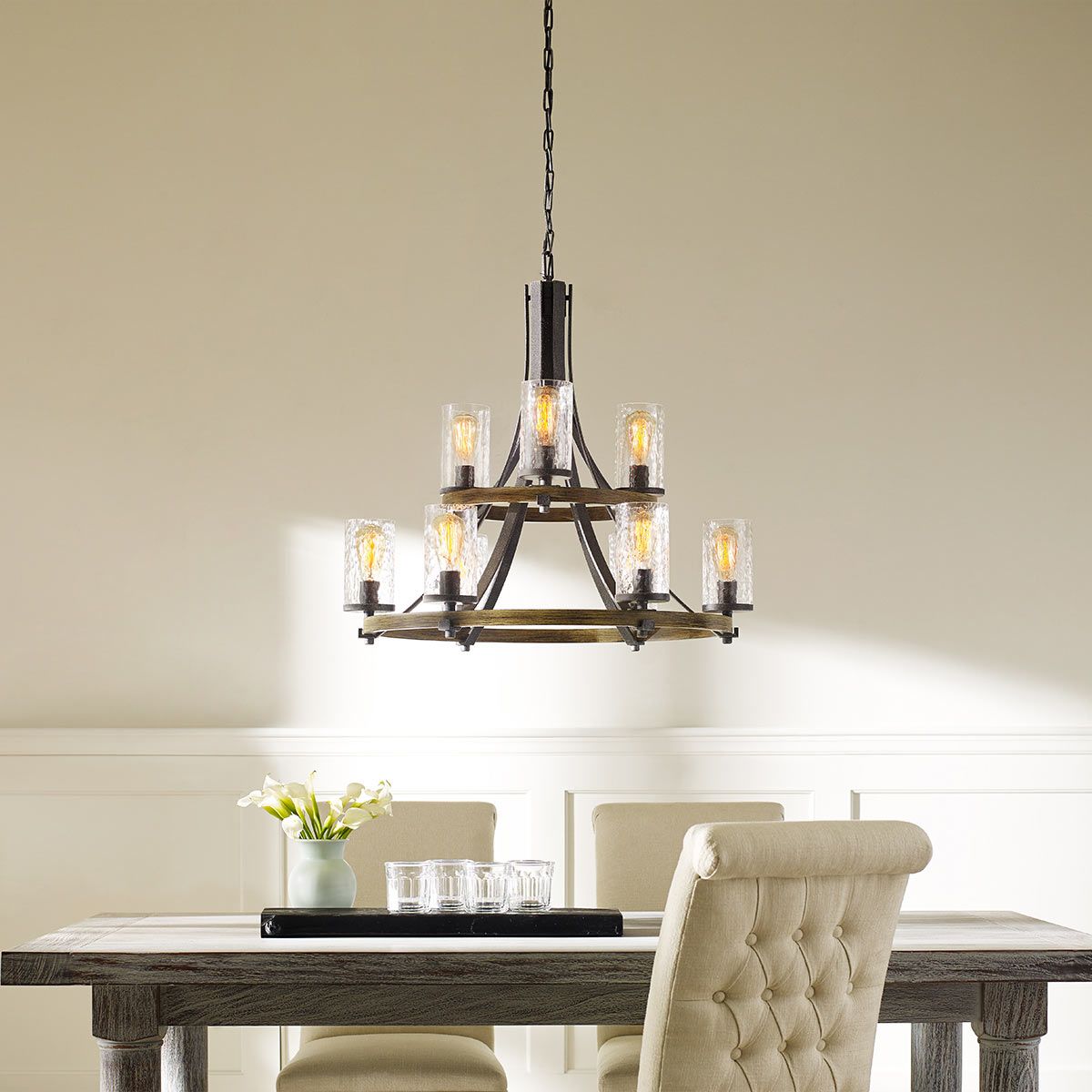 Quintiesse - Angelo 9 Light Chandelier - Grey