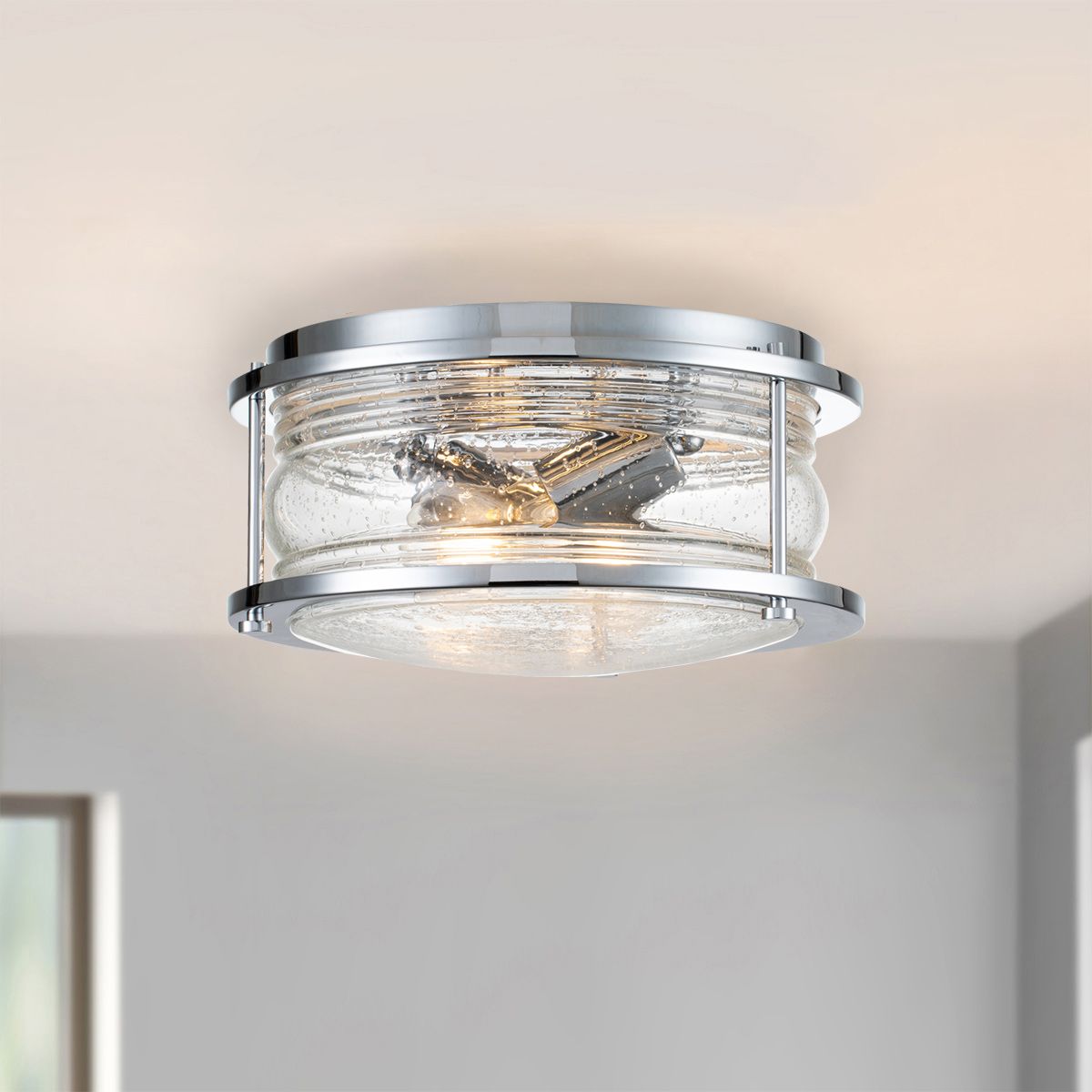 Quintiesse - Ashland Bay Double Flush Ceiling Light - Polished Chrome