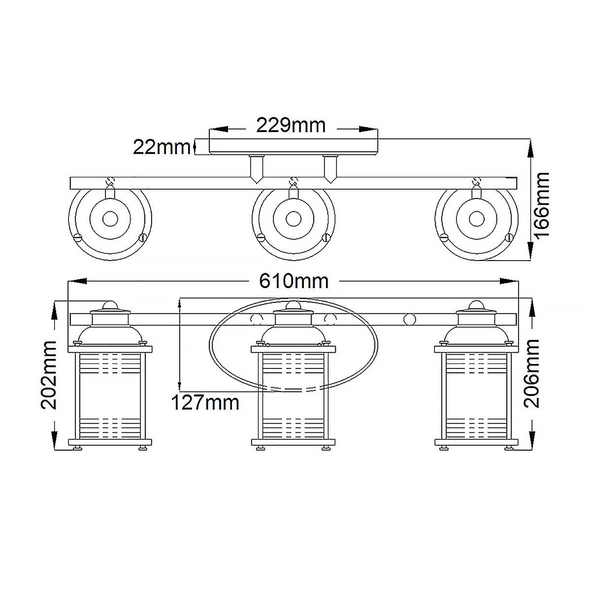 Quintiesse - Ashland Bay Triple Wall Light - Polished Chrome