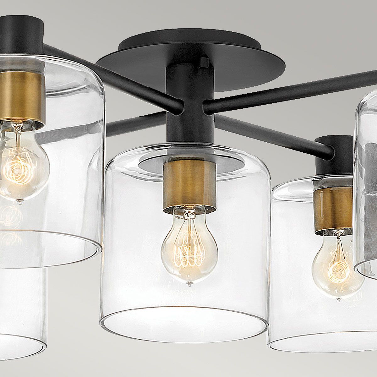 Quintiesse - Axel 5 Light Semi Flush Ceiling Light - Black