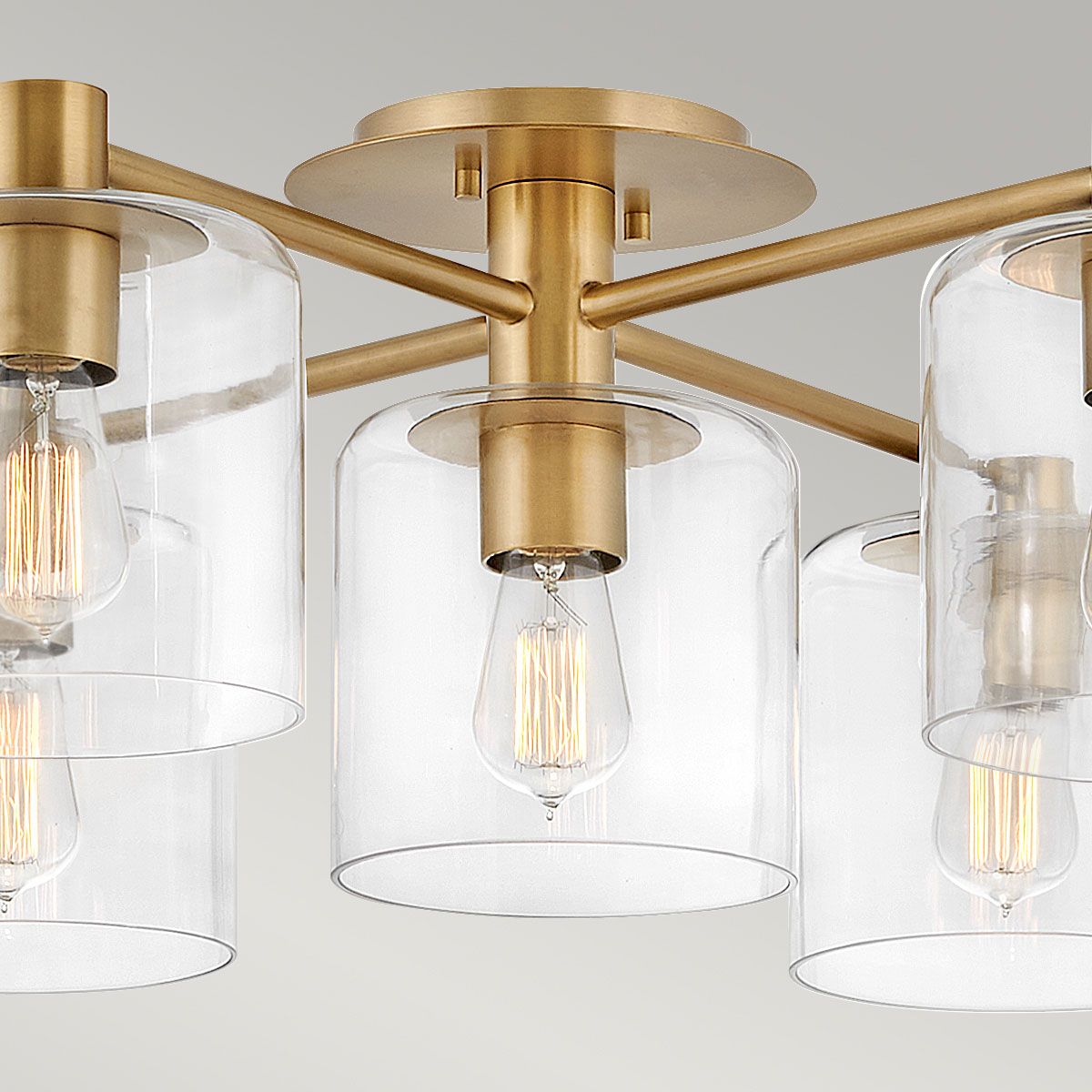 Quintiesse - Axel 5 Light Semi Flush Ceiling Light - Brass