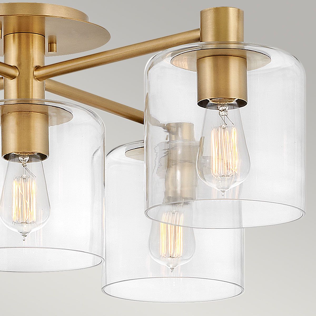 Quintiesse - Axel 5 Light Semi Flush Ceiling Light - Brass