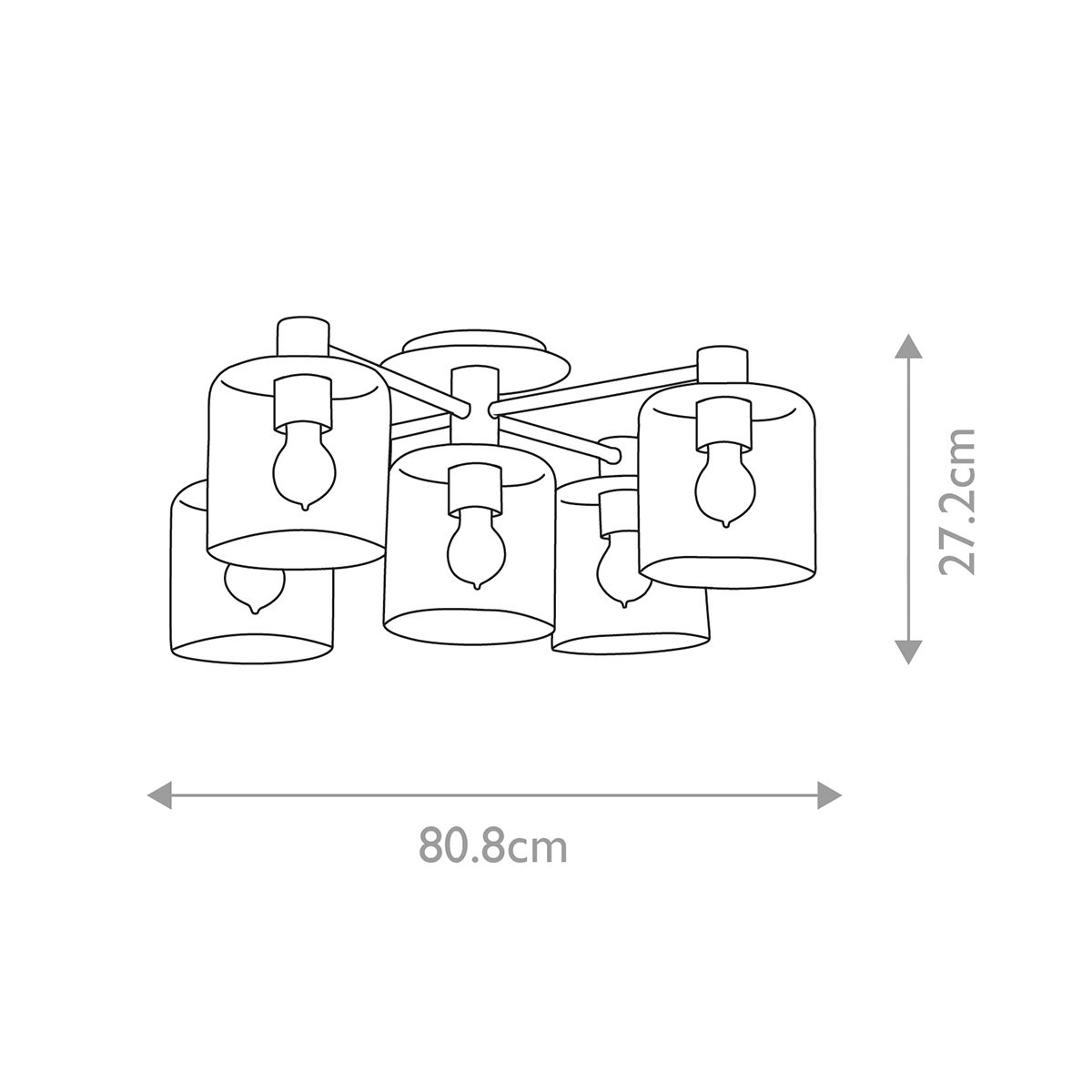 Quintiesse - Axel 5 Light Semi Flush Ceiling Light - Brass