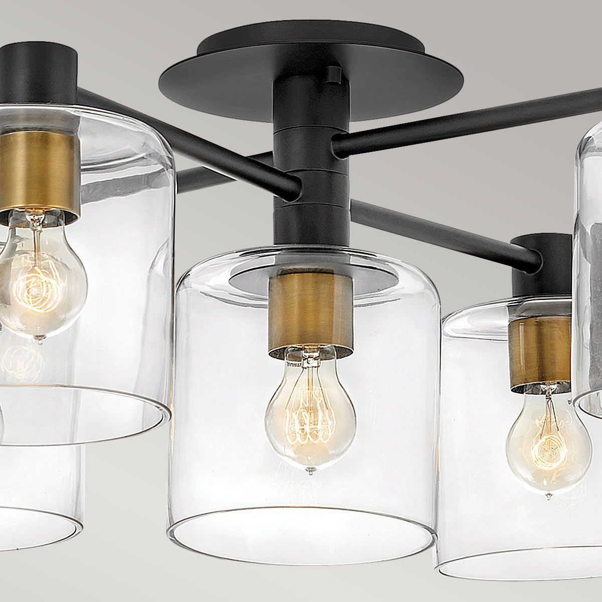 Quintiesse - Axel 7 Light Semi Flush Ceiling Light - Black