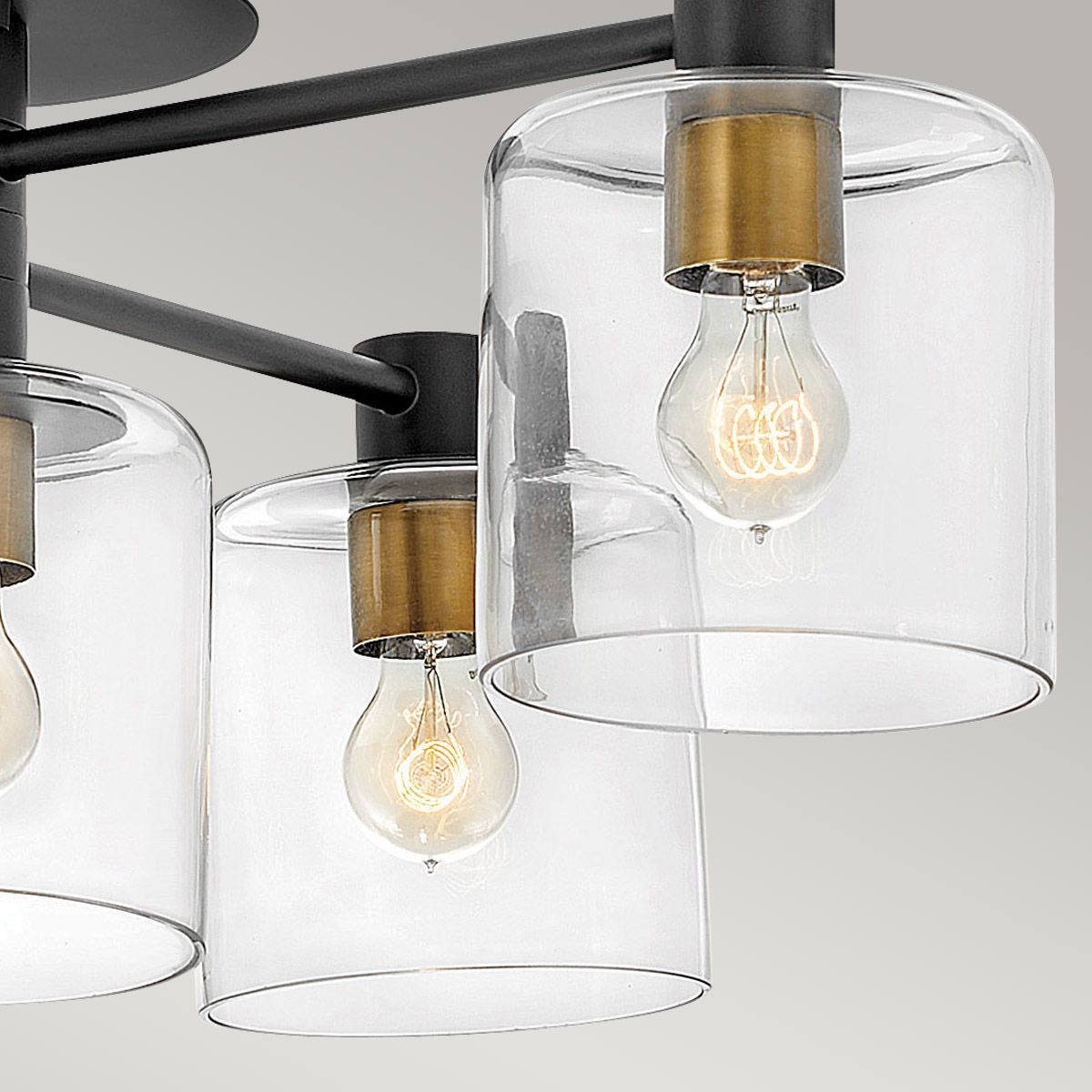 Quintiesse - Axel 7 Light Semi Flush Ceiling Light - Black
