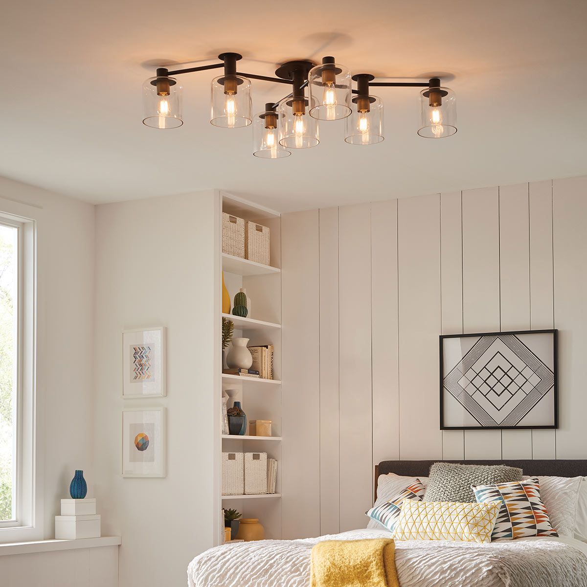 Quintiesse - Axel 7 Light Semi Flush Ceiling Light - Black