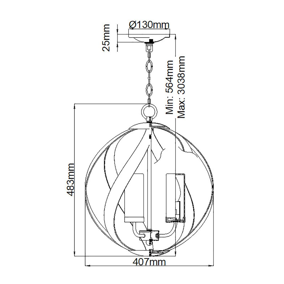Quintiesse - Blacksmith Triple Outdoor Chandelier - Black