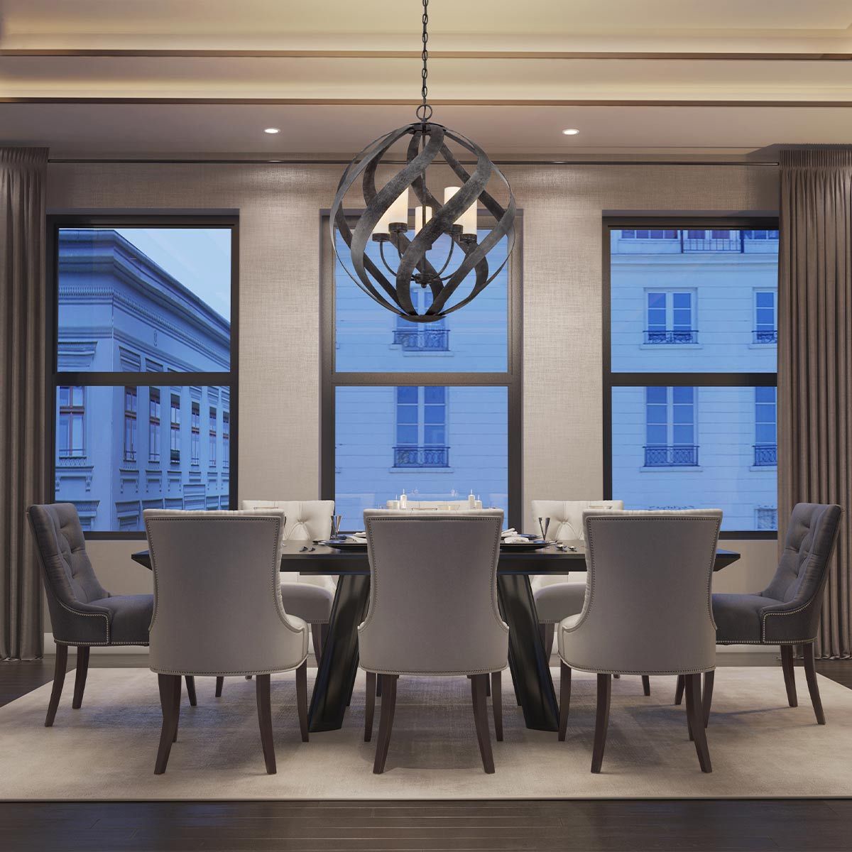 Quintiesse - Blacksmith 5 Light Outdoor Chandelier - Black