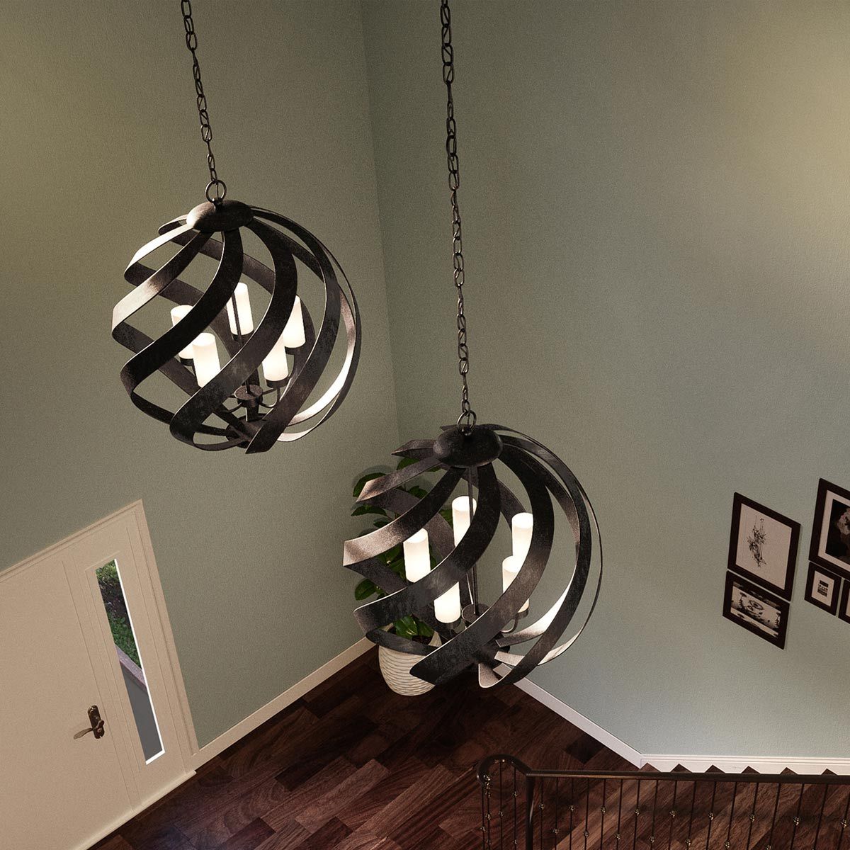 Quintiesse - Blacksmith 5 Light Outdoor Chandelier - Black