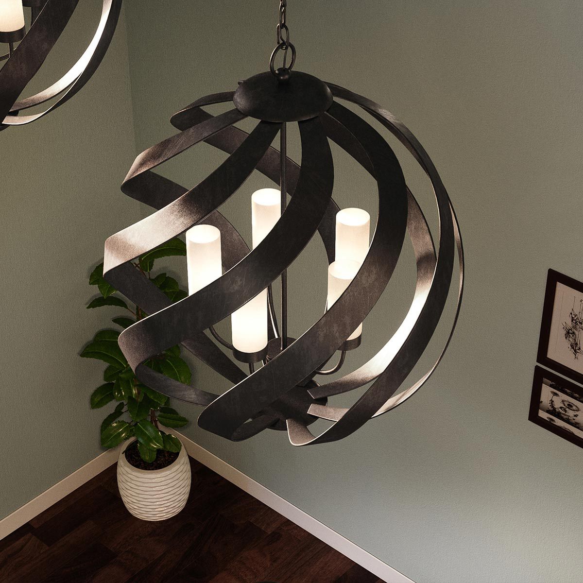 Quintiesse - Blacksmith 5 Light Outdoor Chandelier - Black